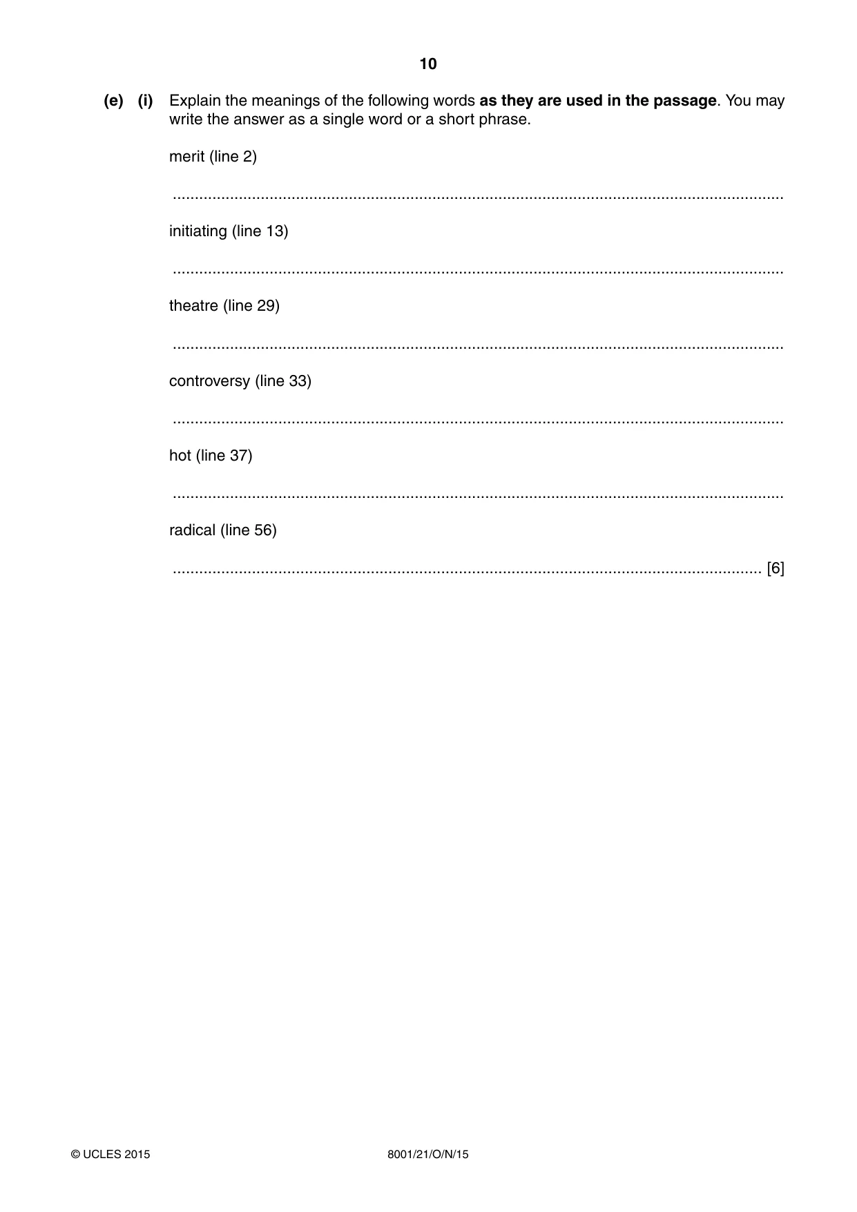 Cambridge A Level General Paper (AS Level only) 8001 2015 Oct/Nov Paper 2 · Variant 1 question paper, page 10 of 12