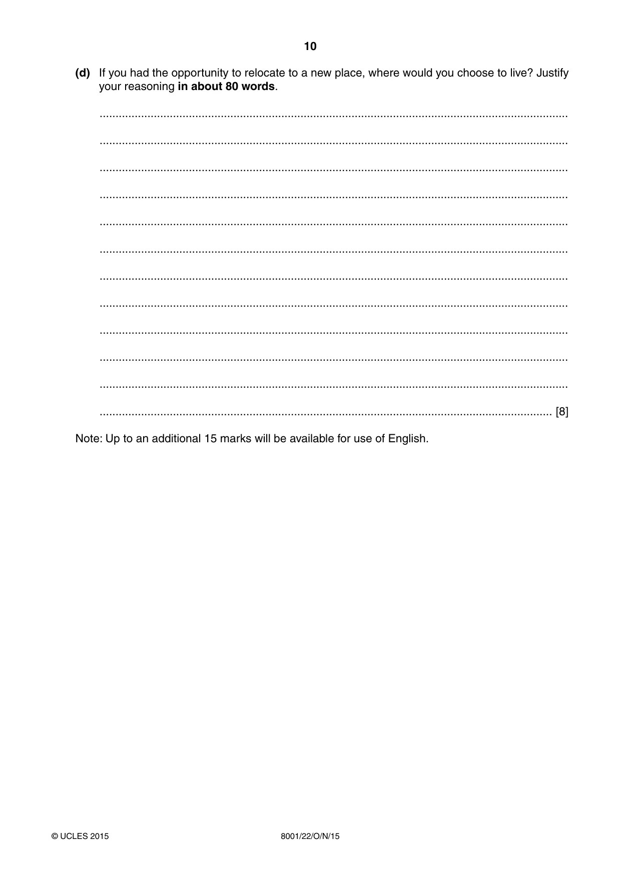 Cambridge A Level General Paper (AS Level only) 8001 2015 Oct/Nov Paper 2 · Variant 2 question paper, page 10 of 12