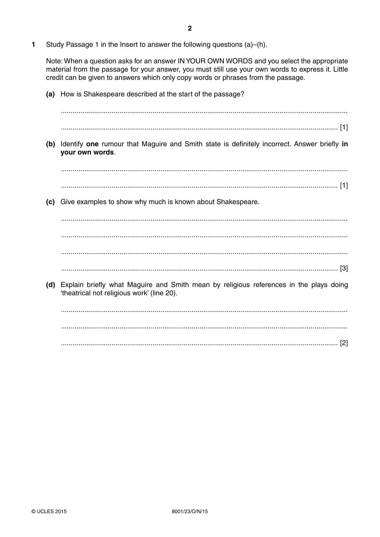 Cambridge A Level General Paper (AS Level only) 8001 2015 Oct/Nov Paper 2 · Variant 3 question paper, page 2 of 12