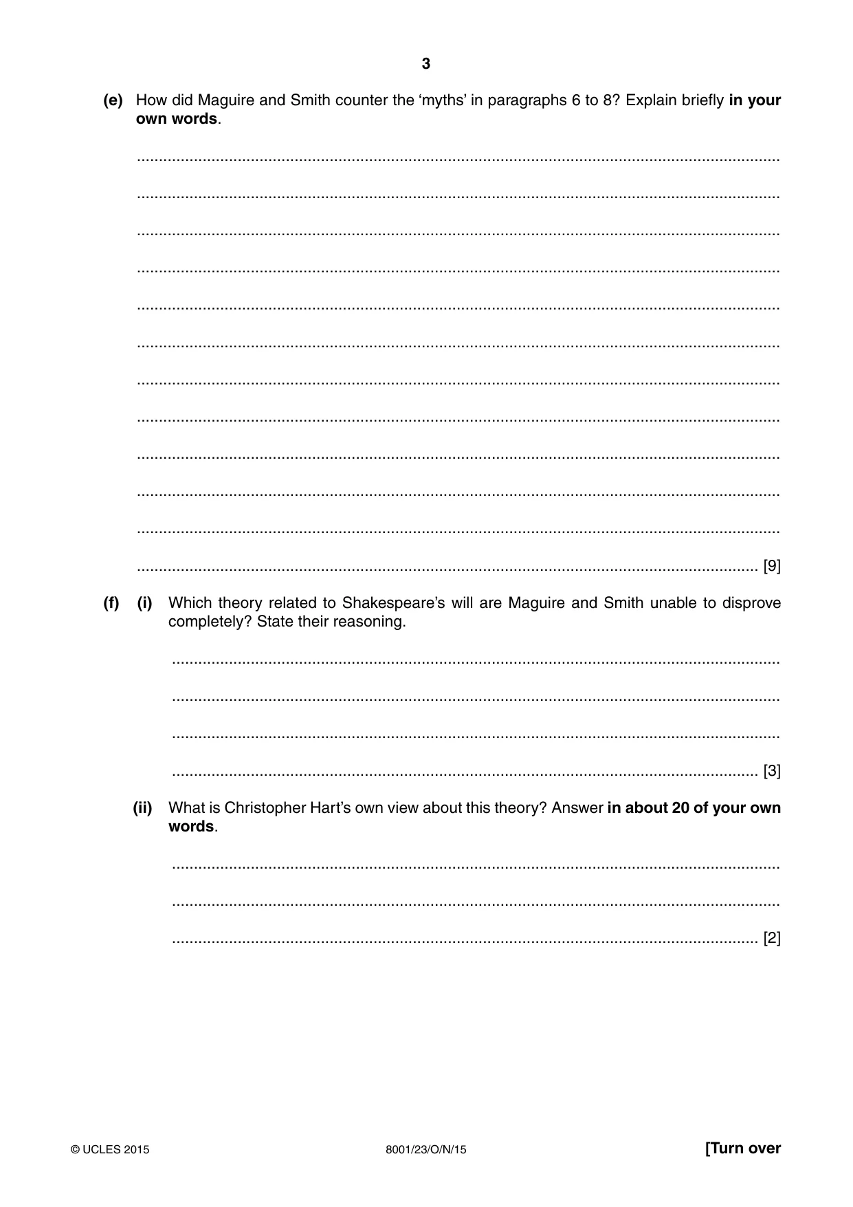 Cambridge A Level General Paper (AS Level only) 8001 2015 Oct/Nov Paper 2 · Variant 3 question paper, page 3 of 12