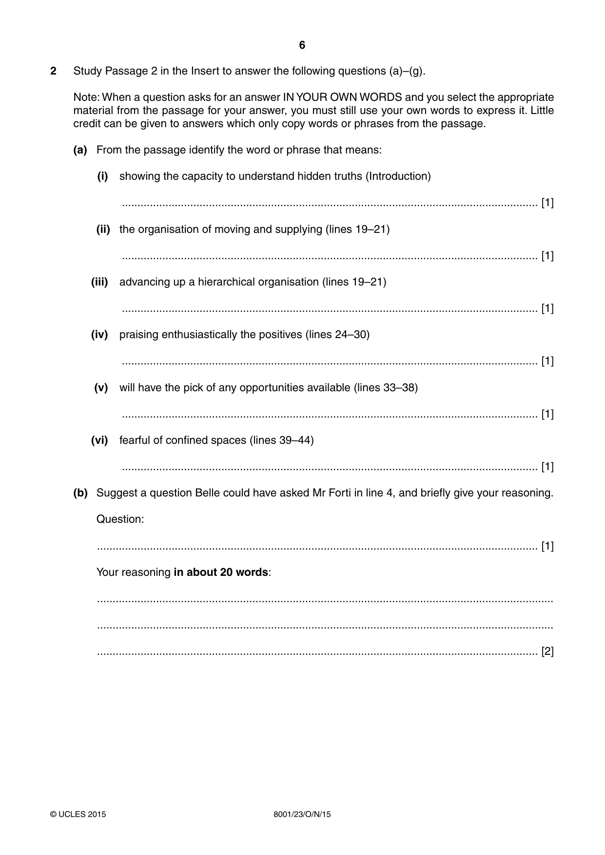 Cambridge A Level General Paper (AS Level only) 8001 2015 Oct/Nov Paper 2 · Variant 3 question paper, page 6 of 12