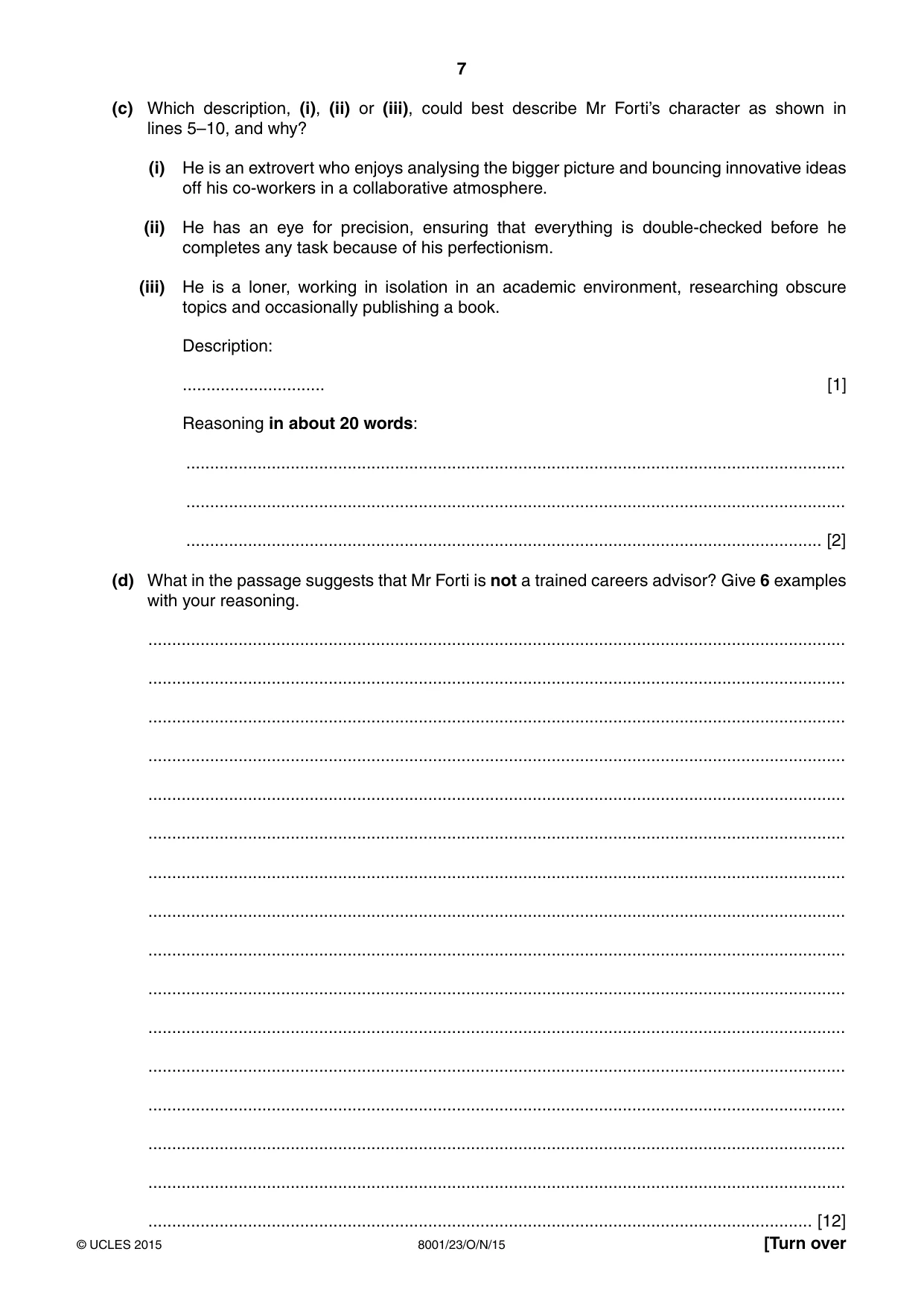 Cambridge A Level General Paper (AS Level only) 8001 2015 Oct/Nov Paper 2 · Variant 3 question paper, page 7 of 12