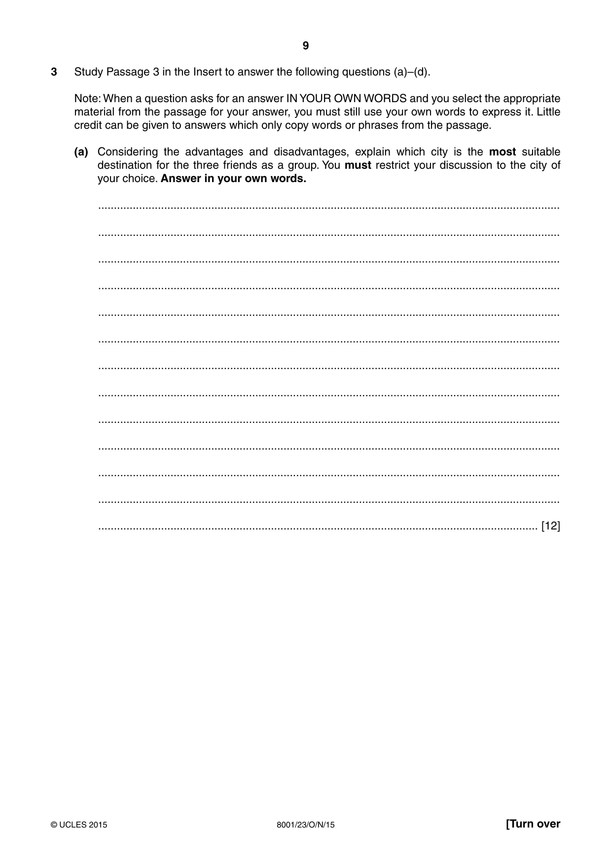 Cambridge A Level General Paper (AS Level only) 8001 2015 Oct/Nov Paper 2 · Variant 3 question paper, page 9 of 12