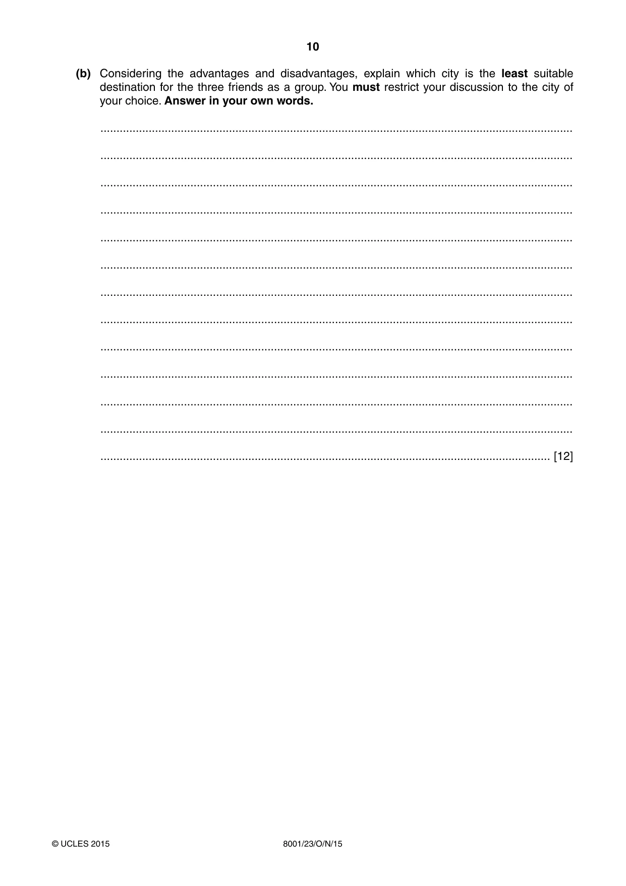 Cambridge A Level General Paper (AS Level only) 8001 2015 Oct/Nov Paper 2 · Variant 3 question paper, page 10 of 12