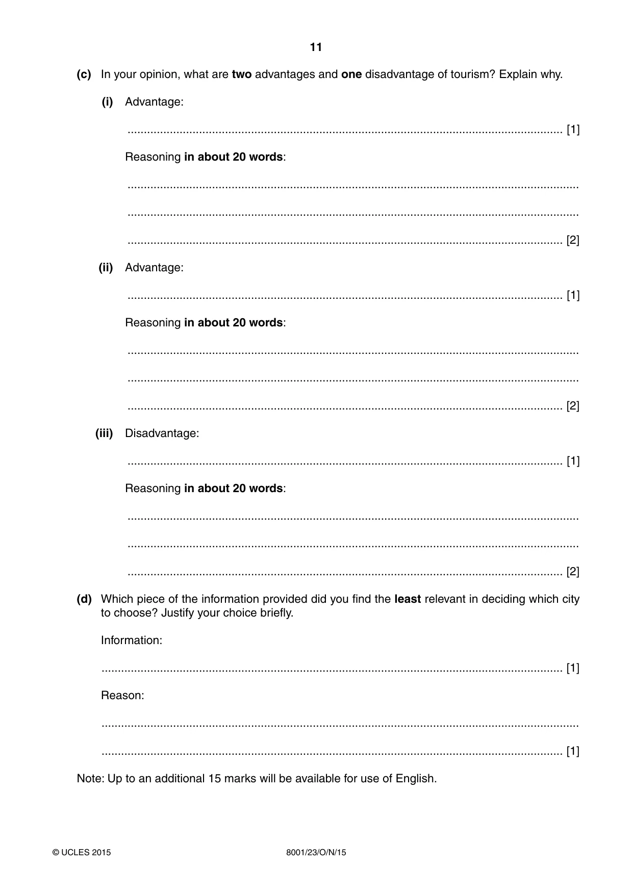 Cambridge A Level General Paper (AS Level only) 8001 2015 Oct/Nov Paper 2 · Variant 3 question paper, page 11 of 12