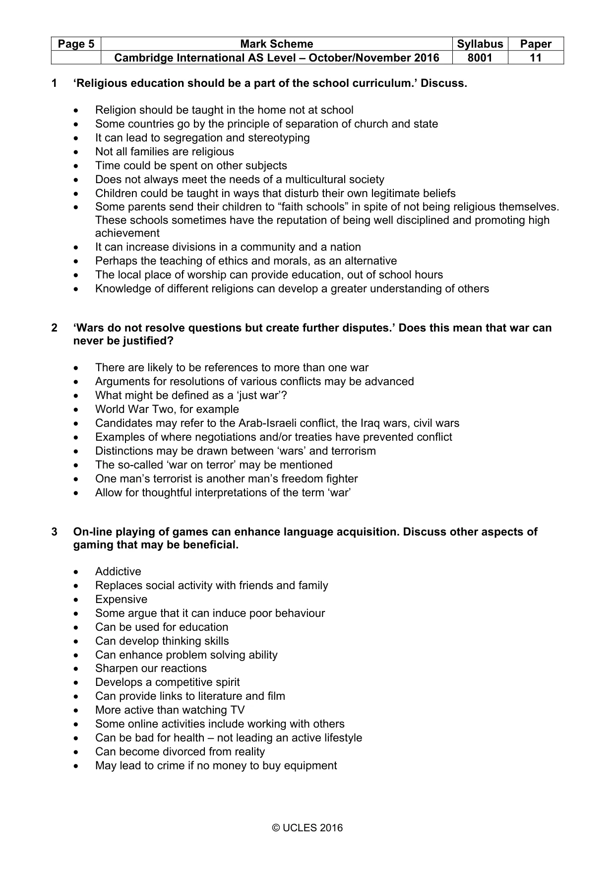 Mark scheme, page 5 of 8