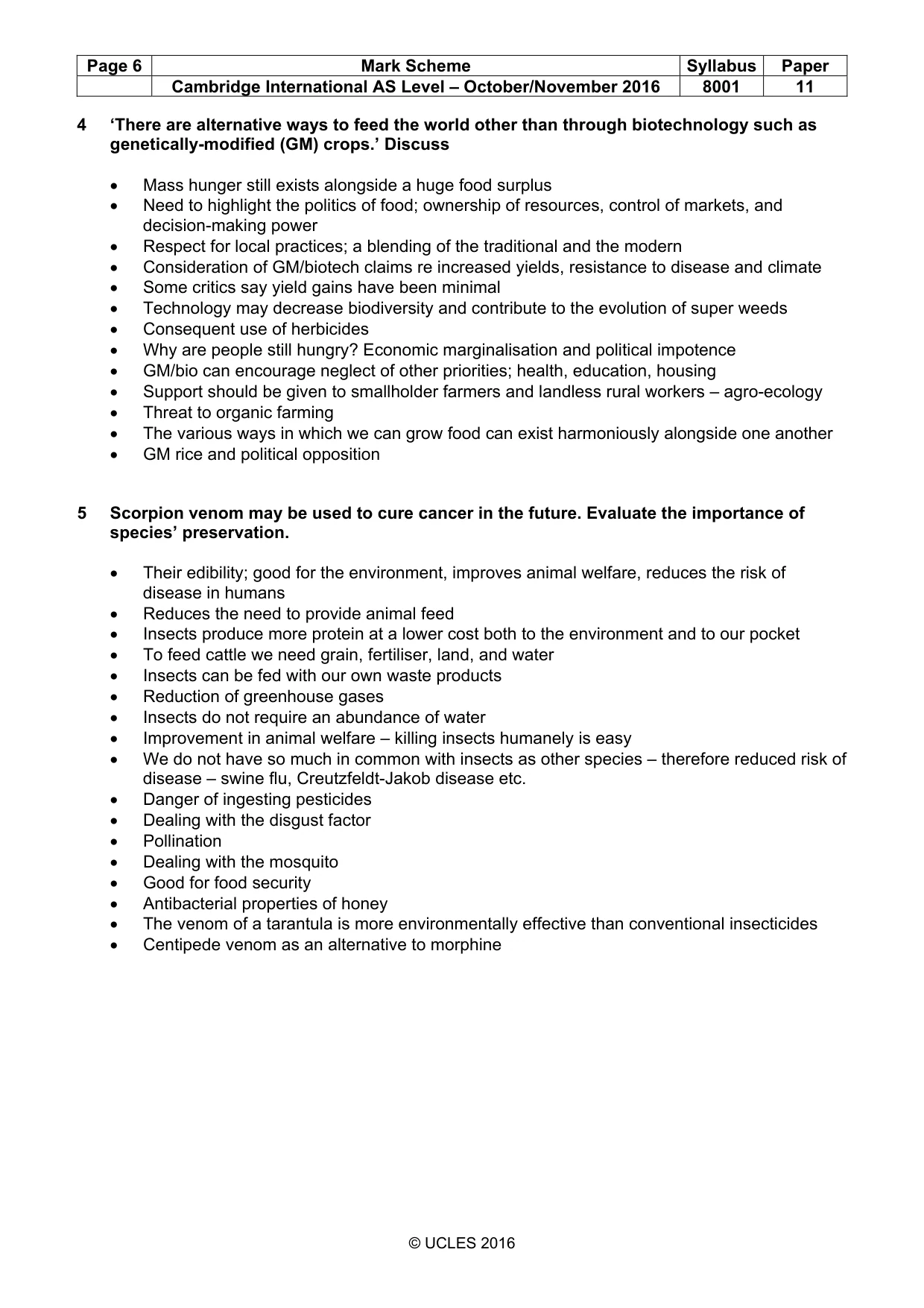 Mark scheme, page 6 of 8