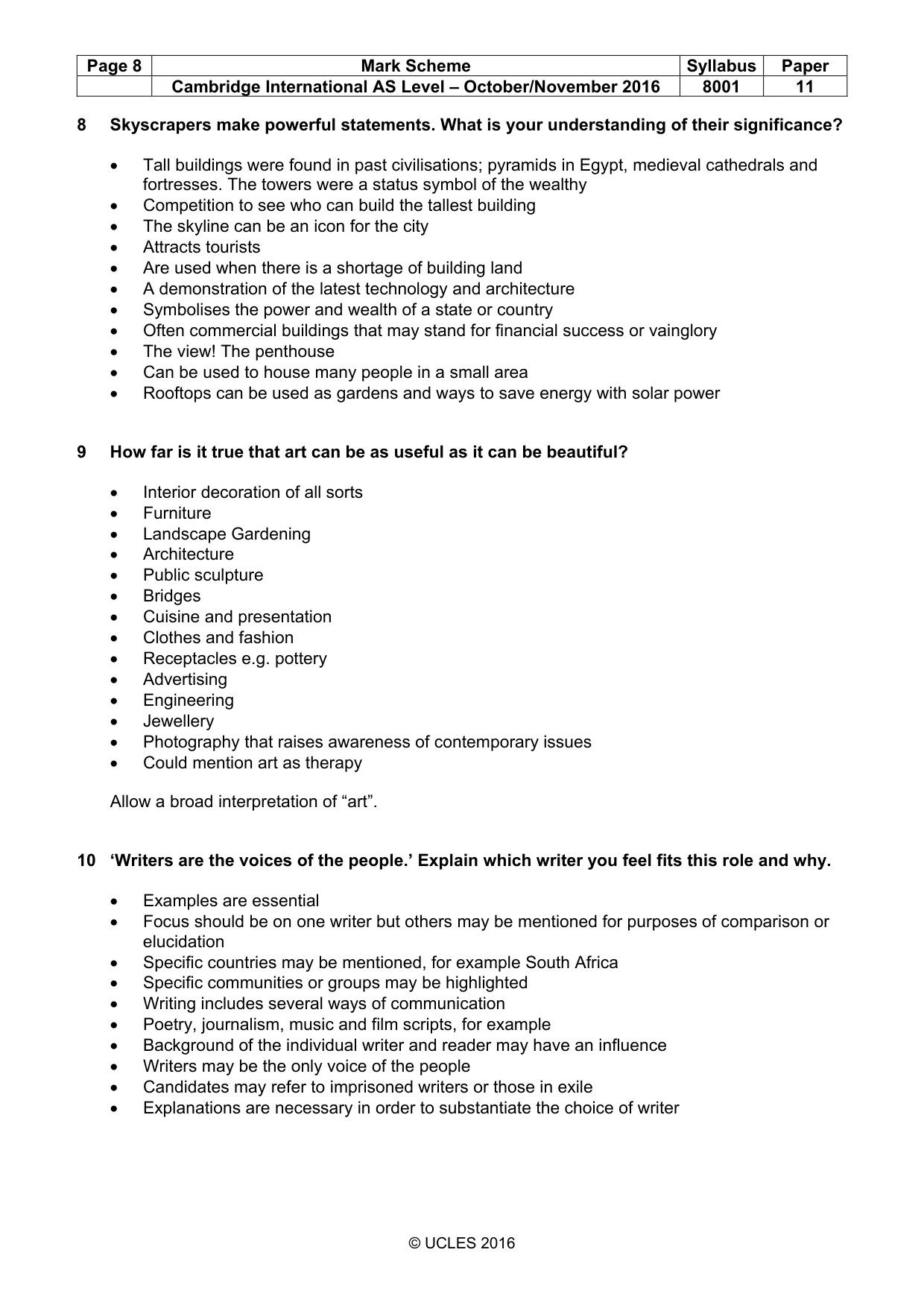 Mark scheme, page 8 of 8