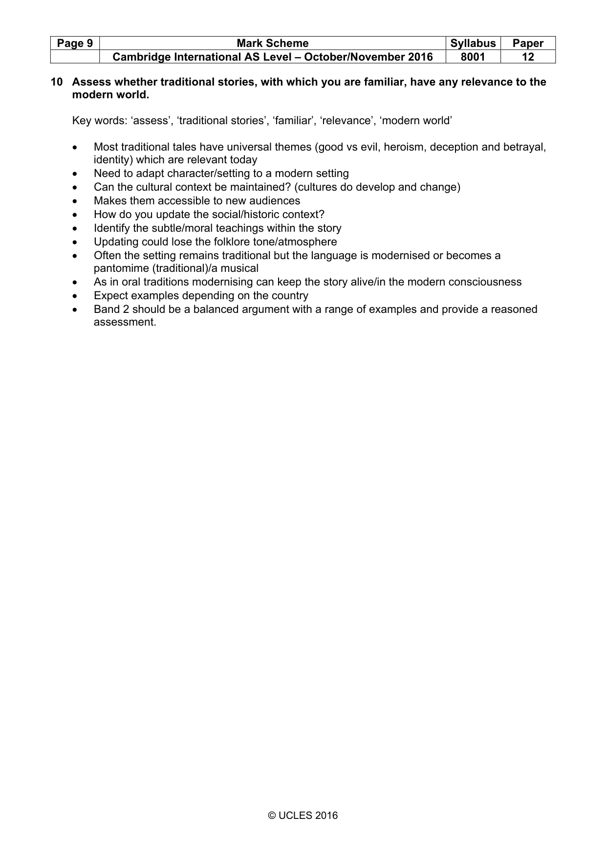 Mark scheme, page 9 of 9