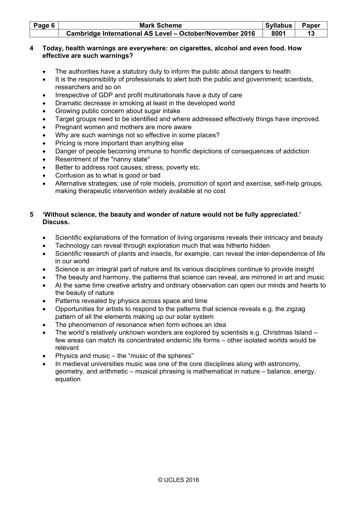 Mark scheme, page 6 of 8