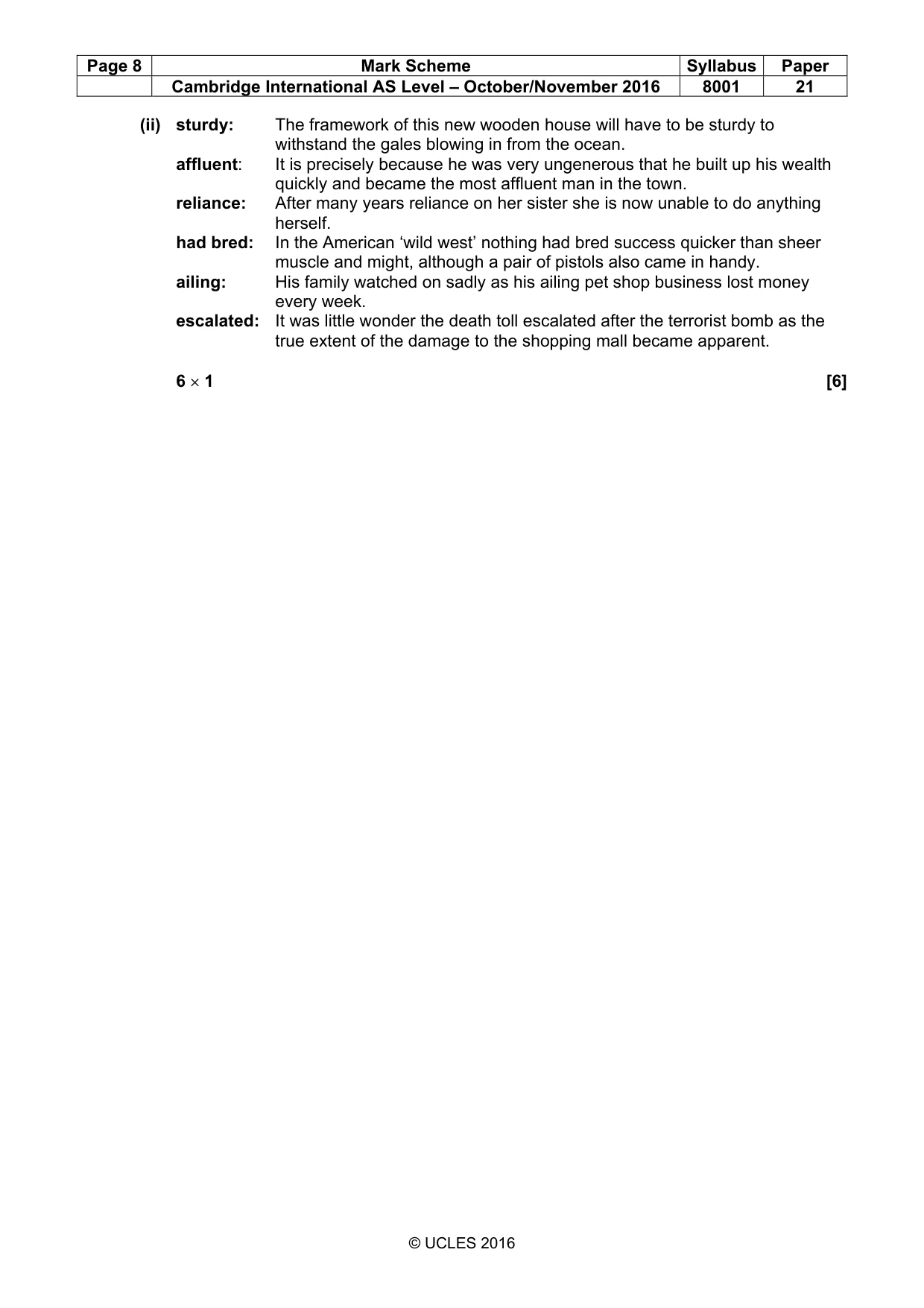 Mark scheme, page 8 of 8