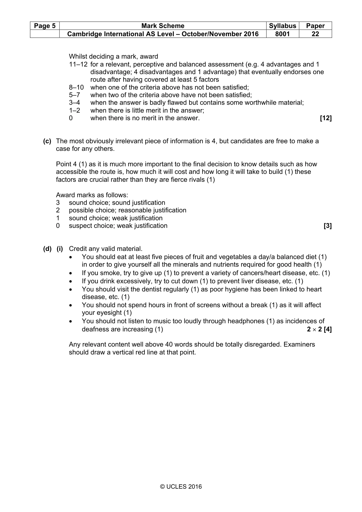 Mark scheme, page 5 of 8
