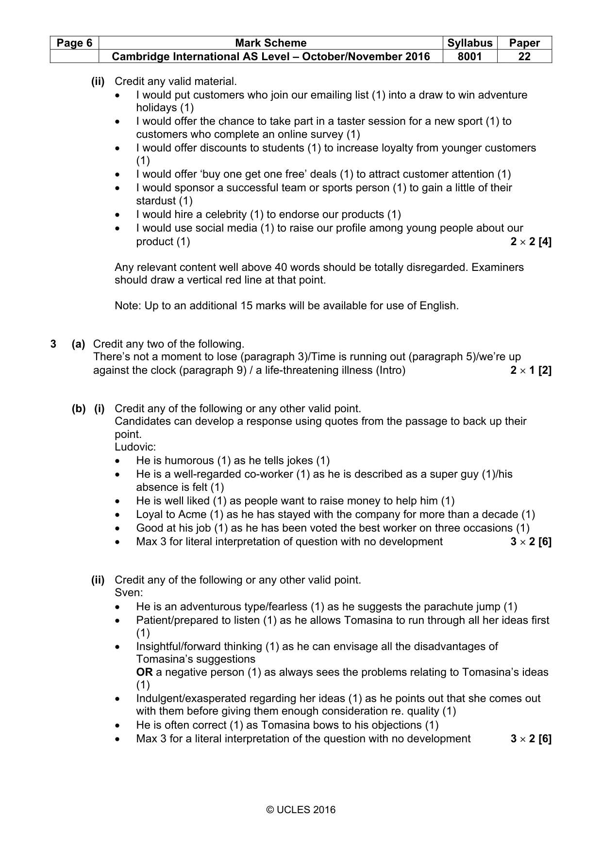 Mark scheme, page 6 of 8
