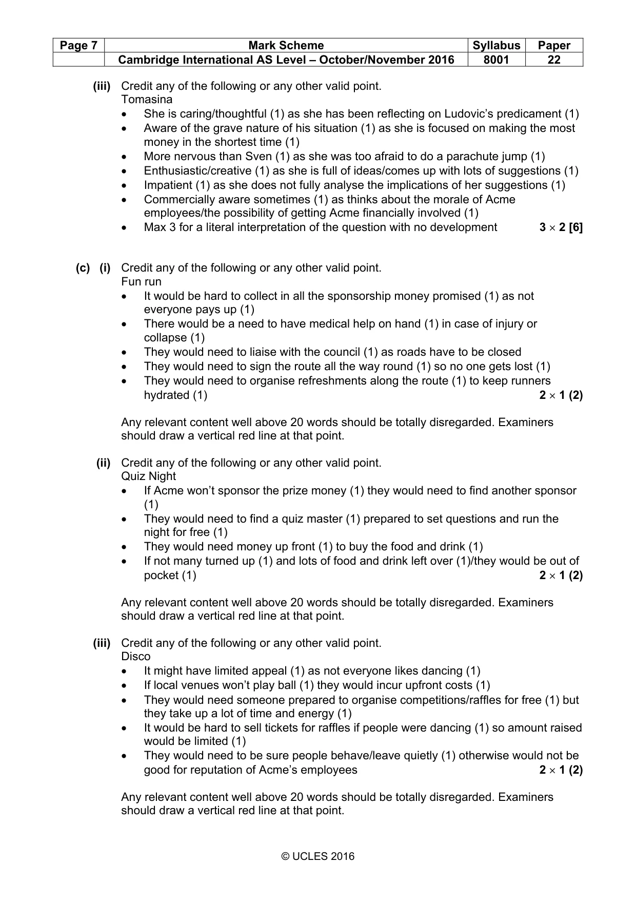 Mark scheme, page 7 of 8