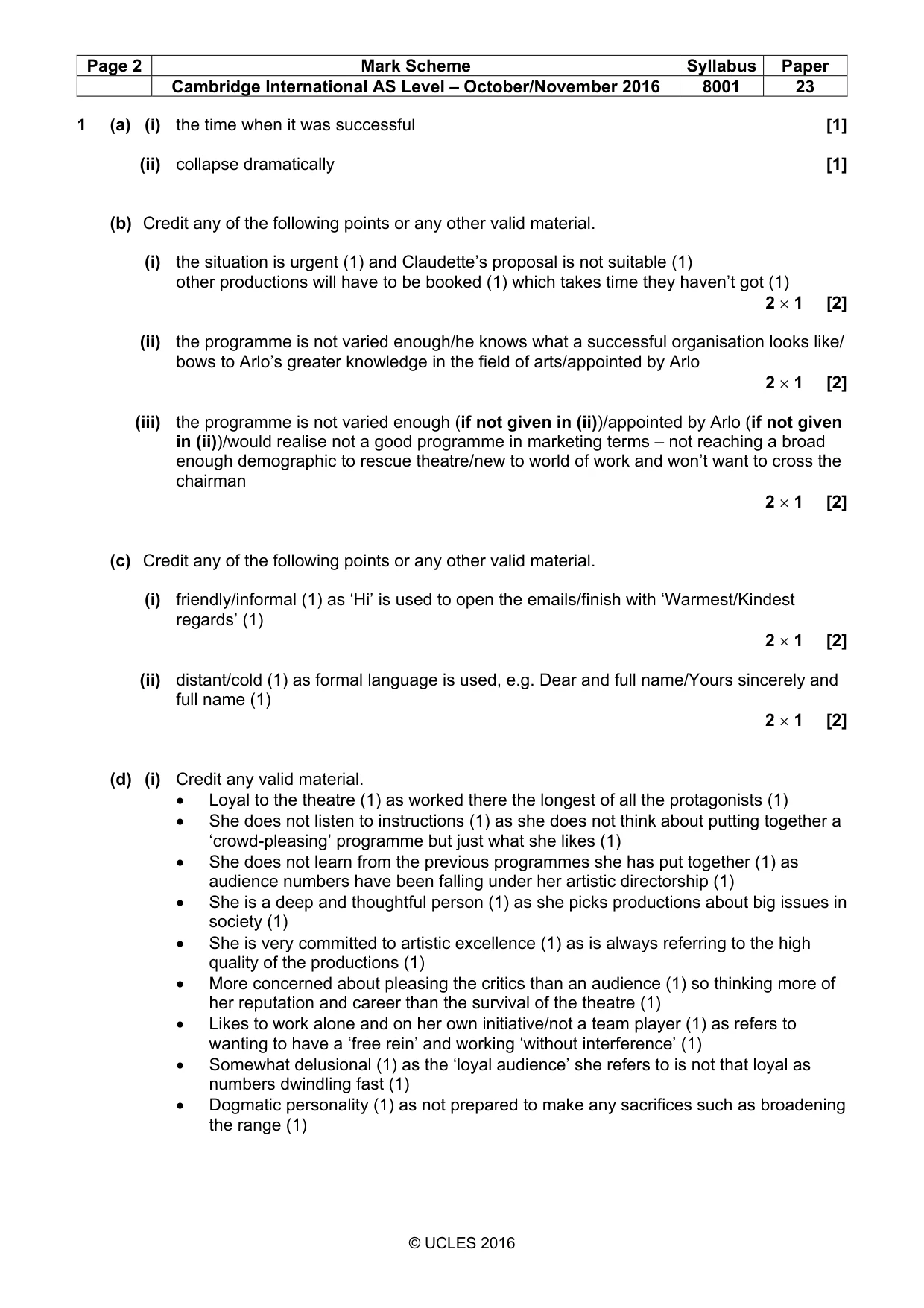 Mark scheme, page 2 of 7