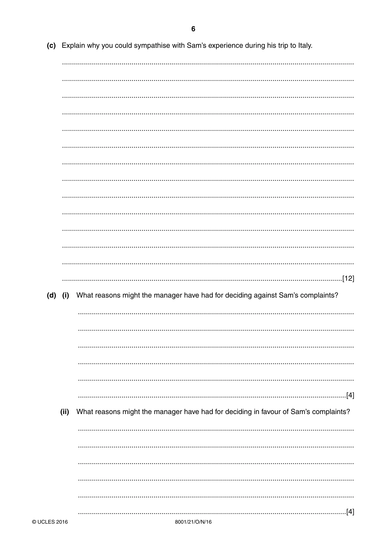 Cambridge A Level General Paper (AS Level only) 8001 2016 Oct/Nov Paper 2 · Variant 1 question paper, page 6 of 12