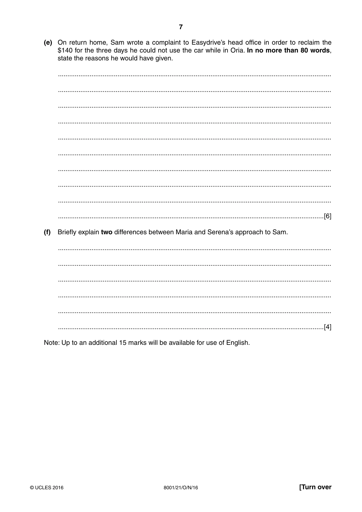 Cambridge A Level General Paper (AS Level only) 8001 2016 Oct/Nov Paper 2 · Variant 1 question paper, page 7 of 12