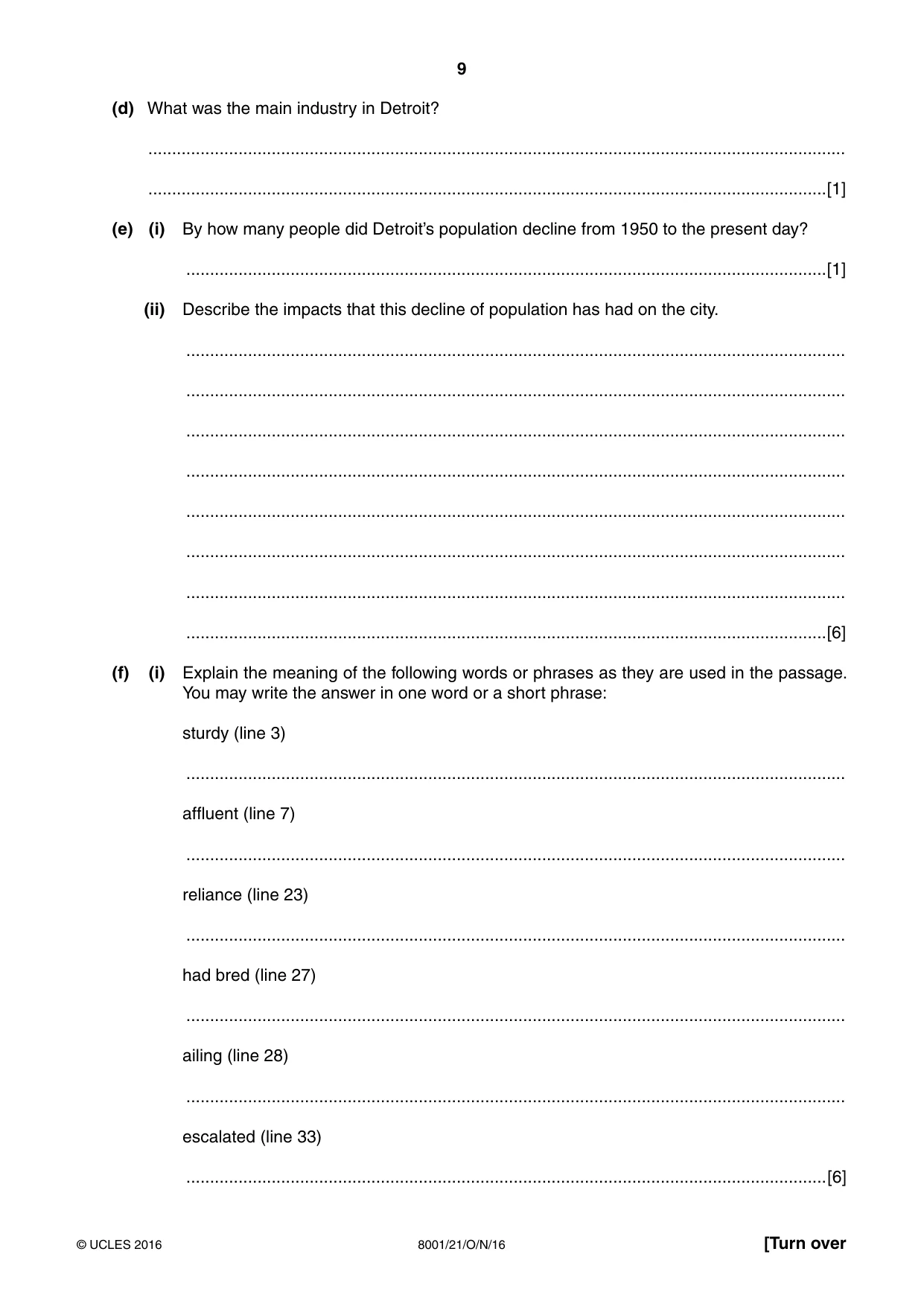 Cambridge A Level General Paper (AS Level only) 8001 2016 Oct/Nov Paper 2 · Variant 1 question paper, page 9 of 12