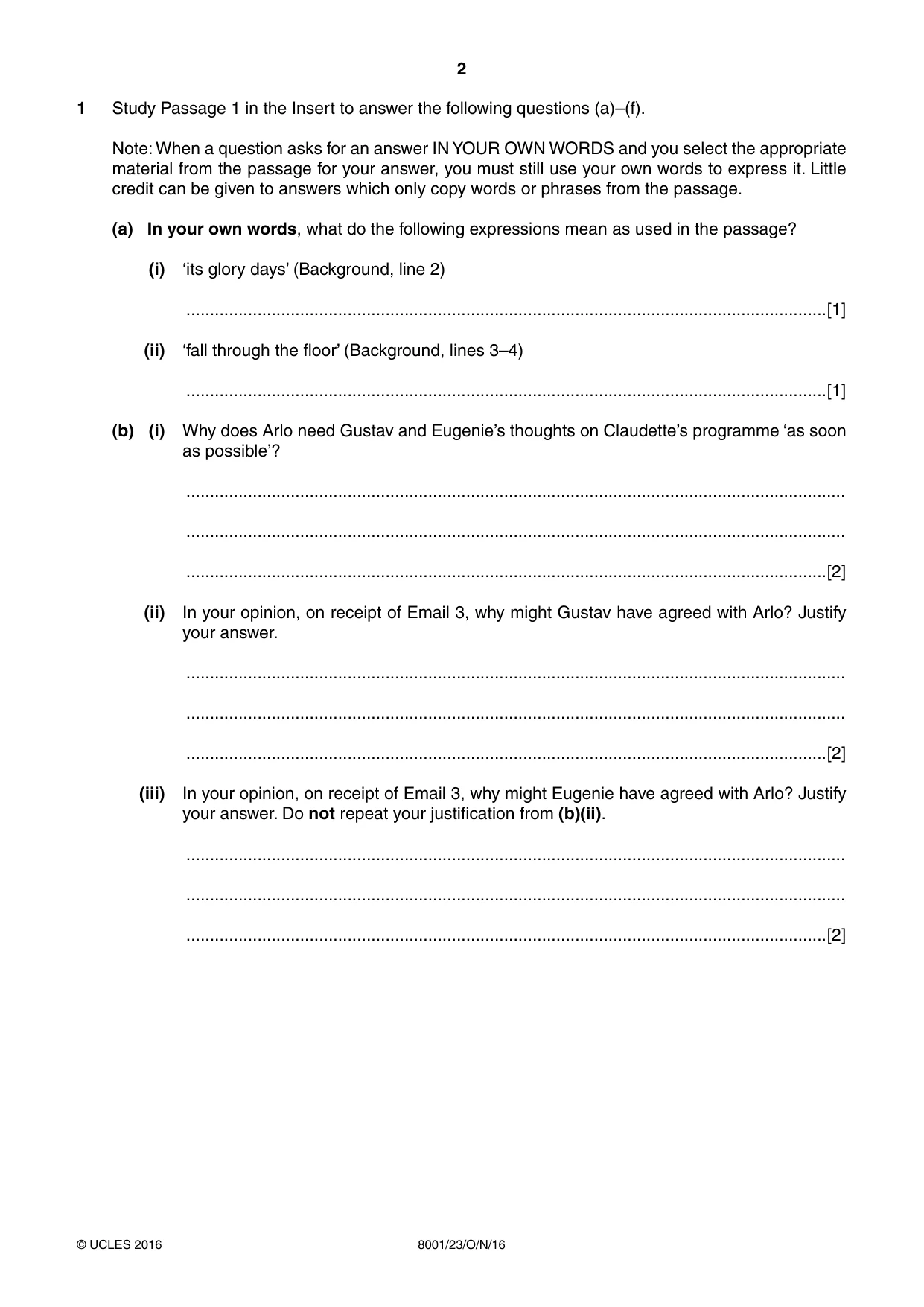 Cambridge A Level General Paper (AS Level only) 8001 2016 Oct/Nov Paper 2 · Variant 3 question paper, page 2 of 12
