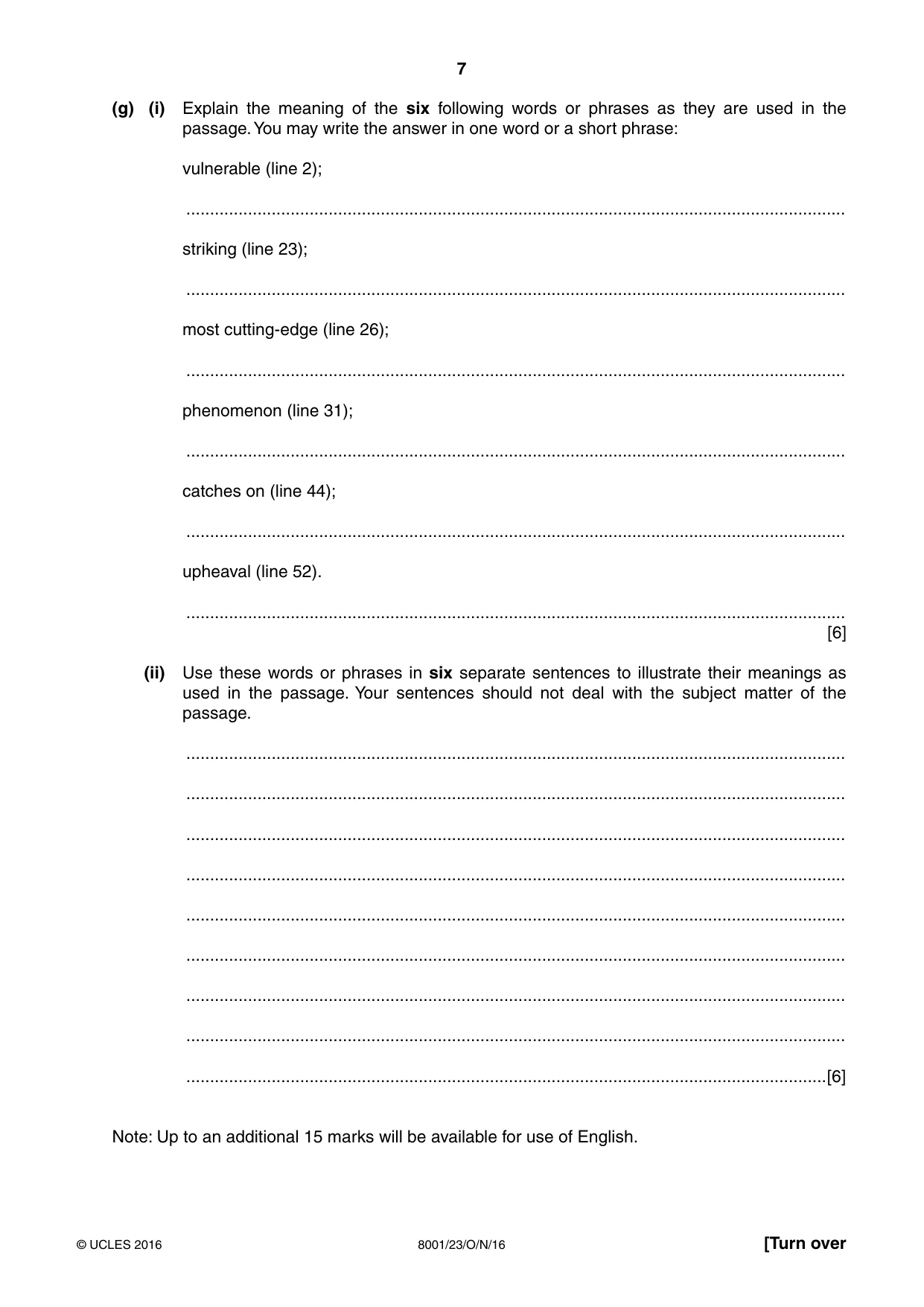 Cambridge A Level General Paper (AS Level only) 8001 2016 Oct/Nov Paper 2 · Variant 3 question paper, page 7 of 12