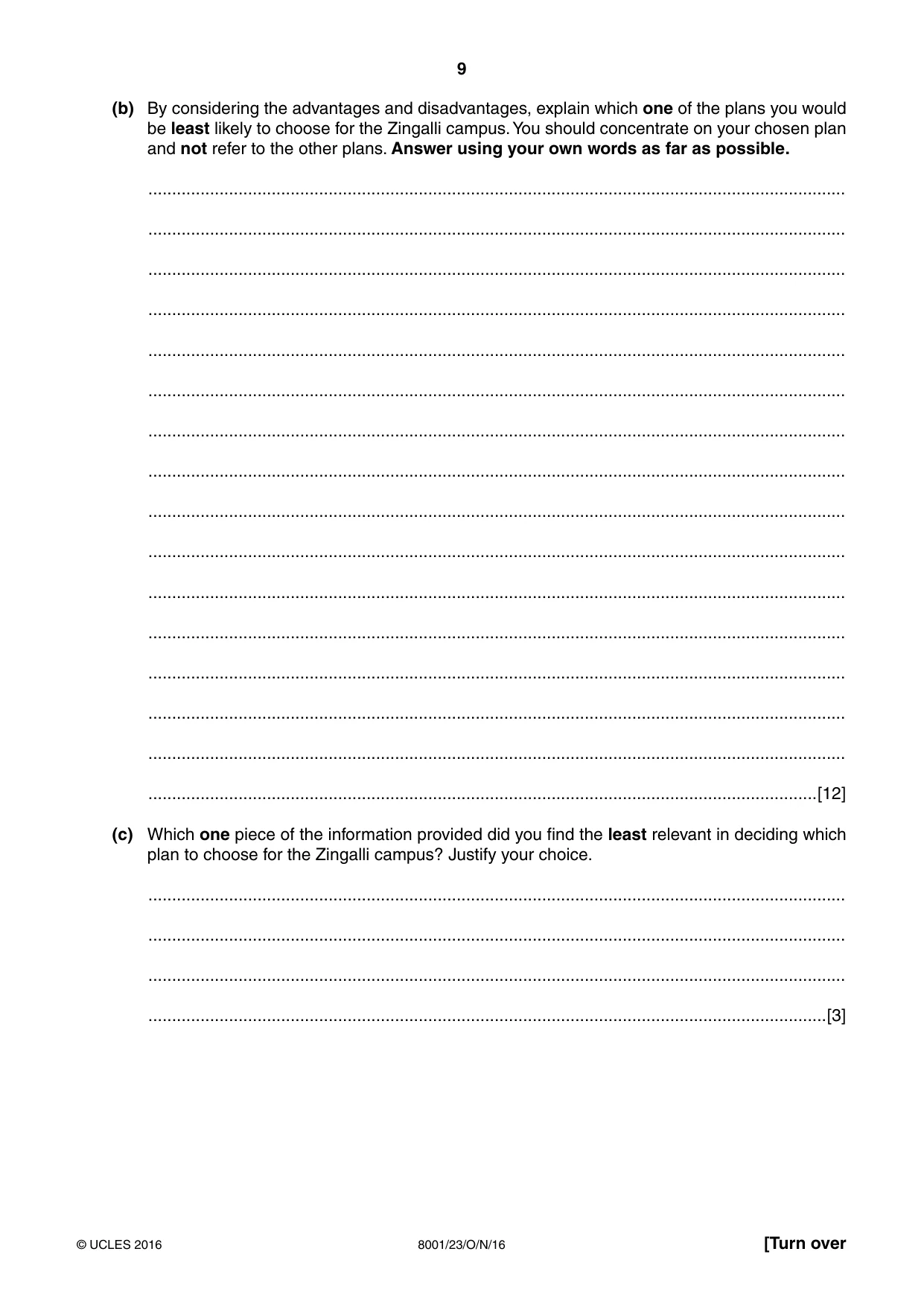 Cambridge A Level General Paper (AS Level only) 8001 2016 Oct/Nov Paper 2 · Variant 3 question paper, page 9 of 12