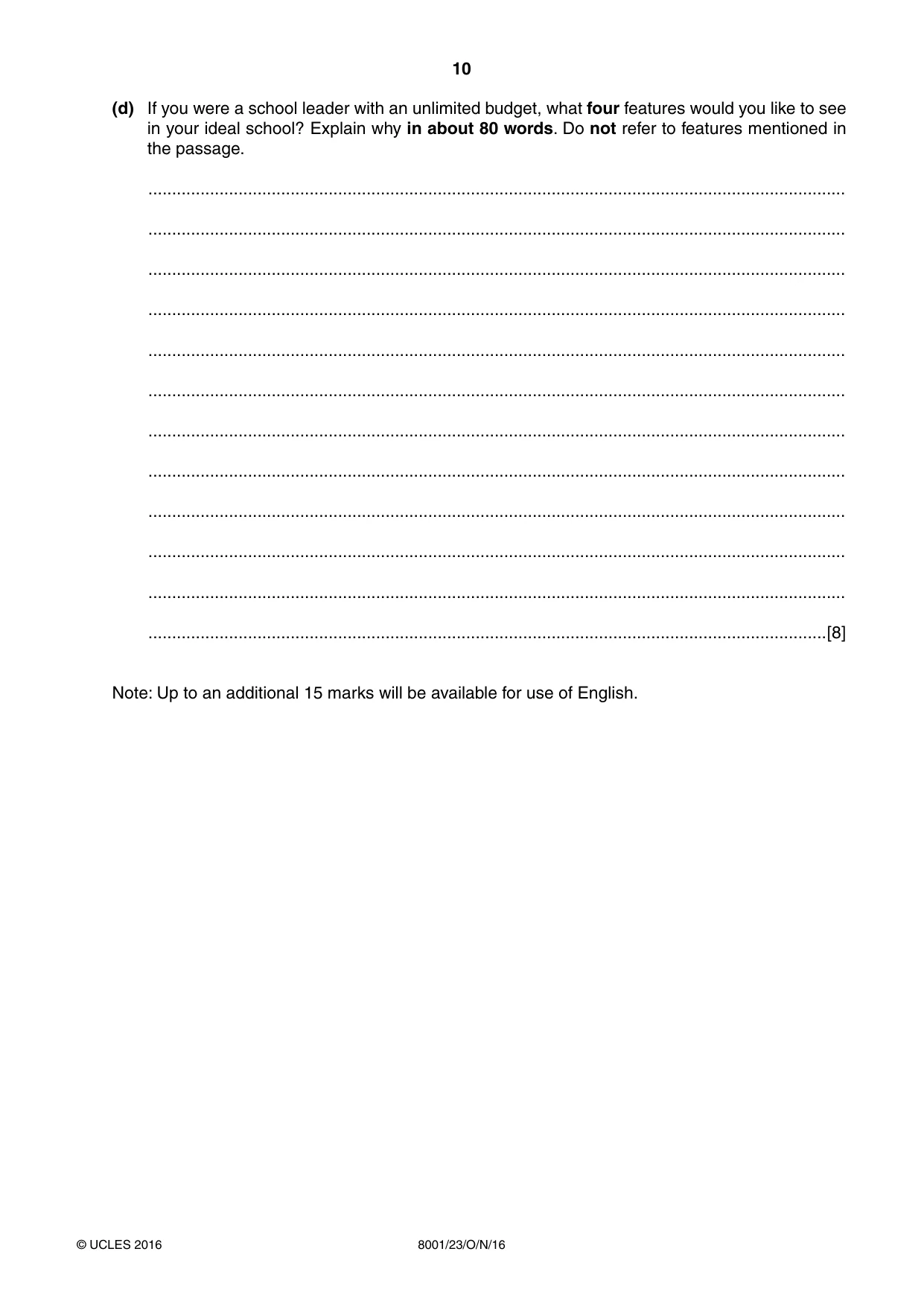 Cambridge A Level General Paper (AS Level only) 8001 2016 Oct/Nov Paper 2 · Variant 3 question paper, page 10 of 12