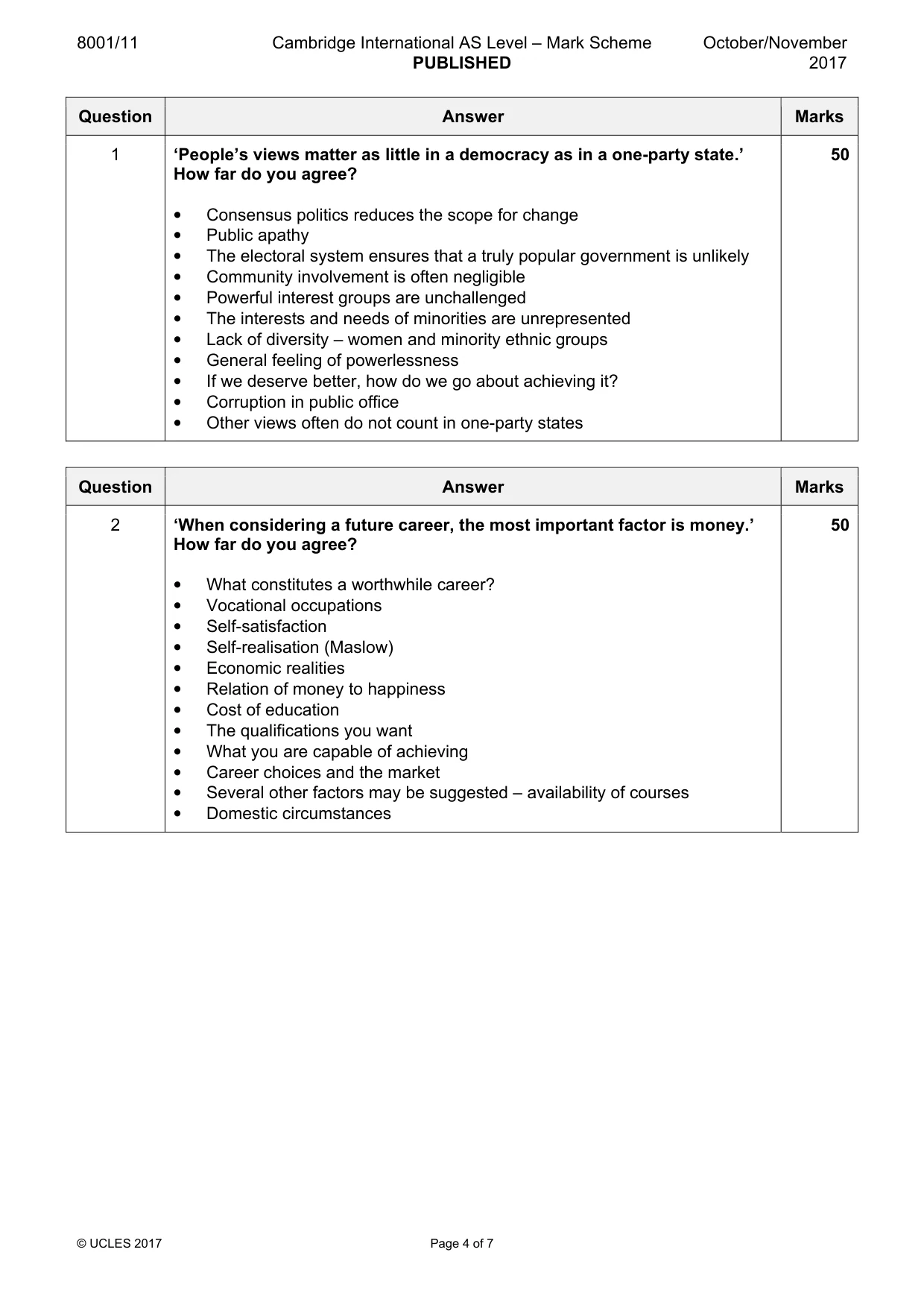 Mark scheme, page 4 of 7
