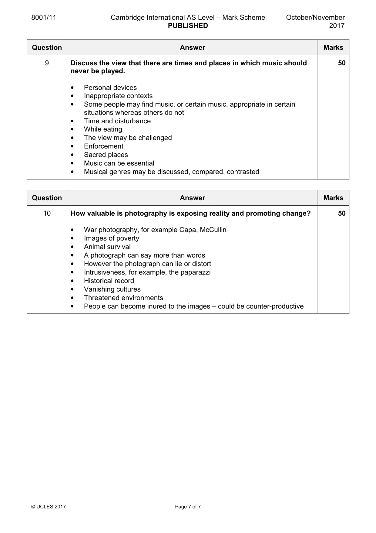 Mark scheme, page 7 of 7