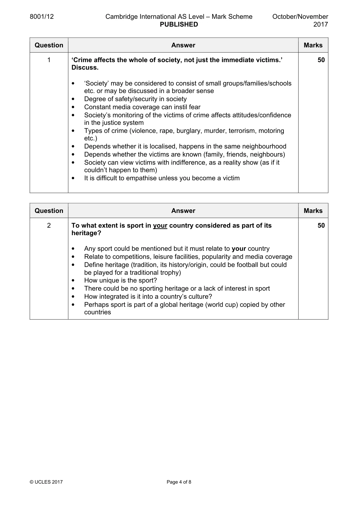 Mark scheme, page 4 of 8