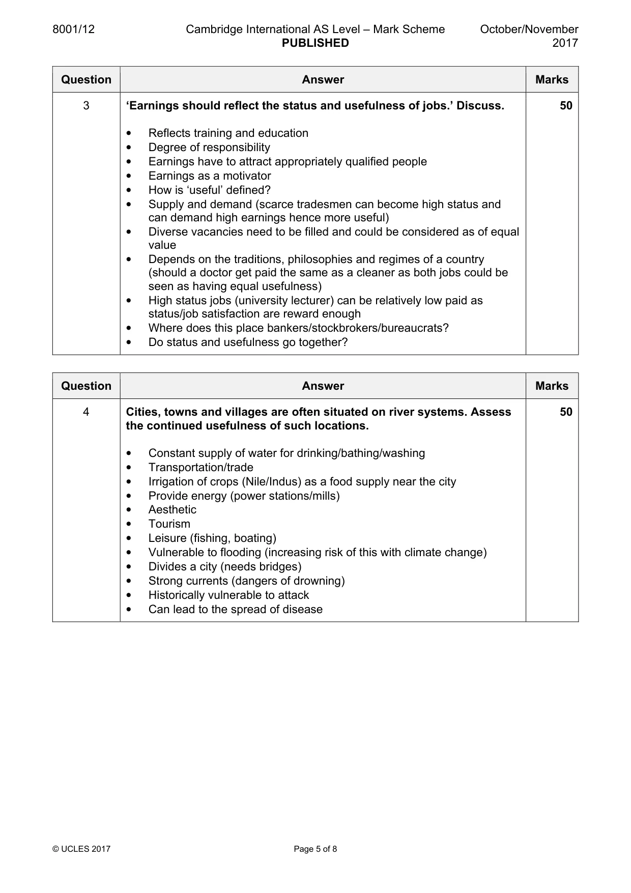 Mark scheme, page 5 of 8