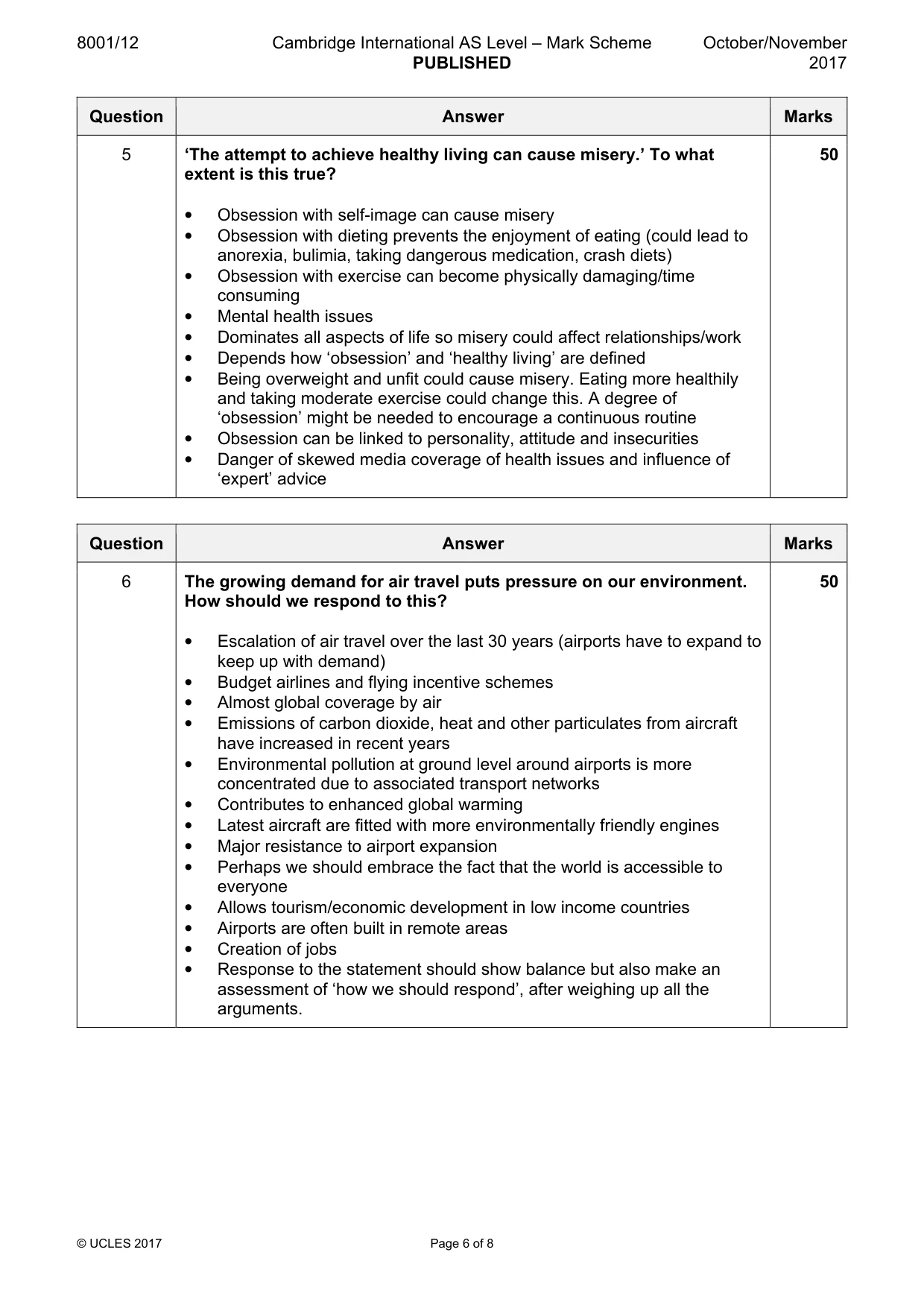 Mark scheme, page 6 of 8