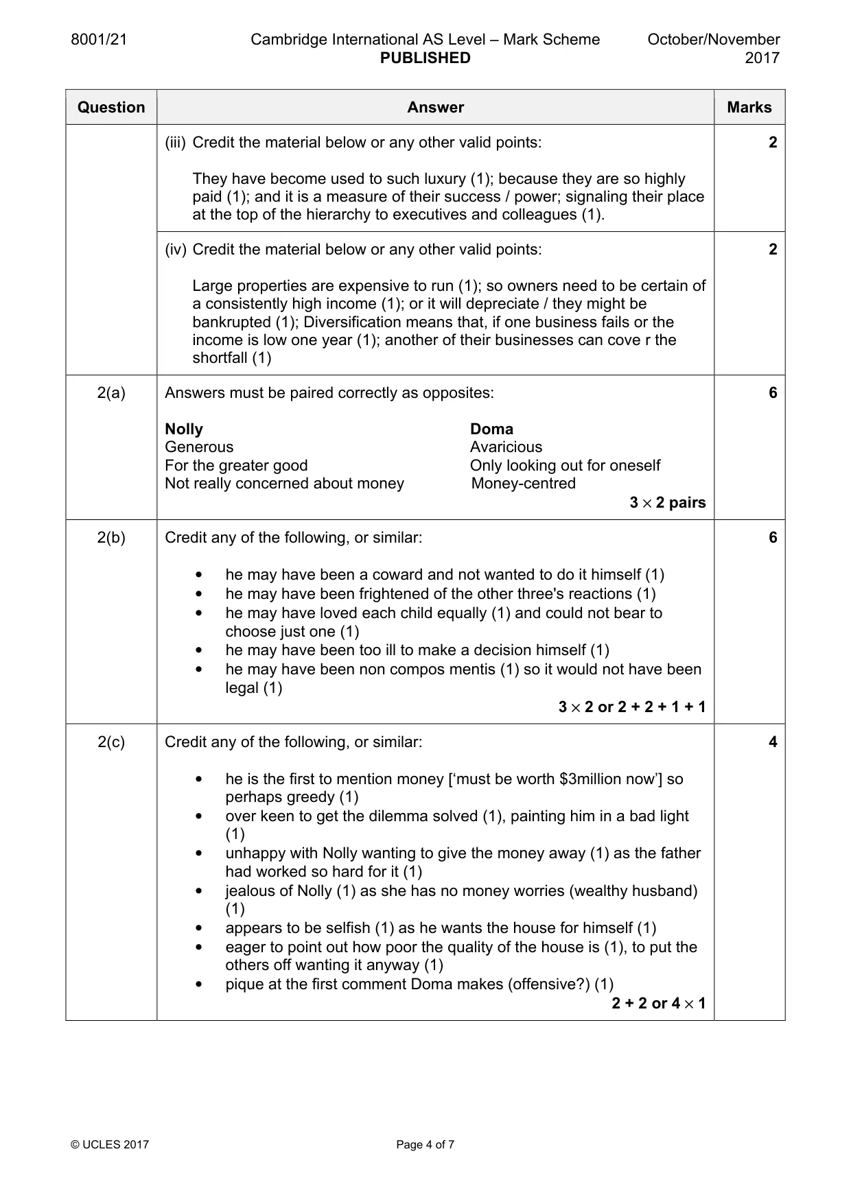 Mark scheme, page 4 of 7