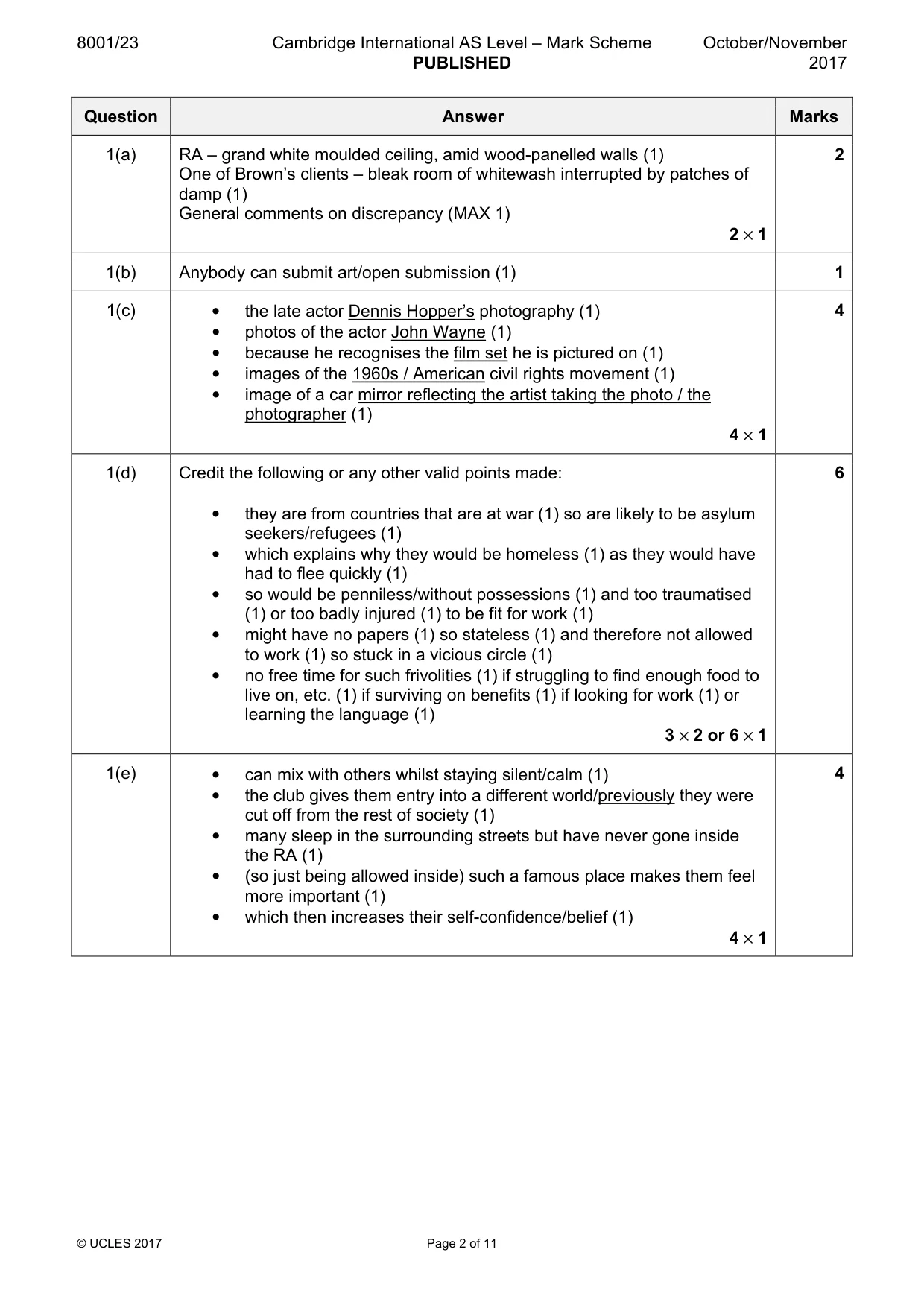 Mark scheme, page 2 of 11