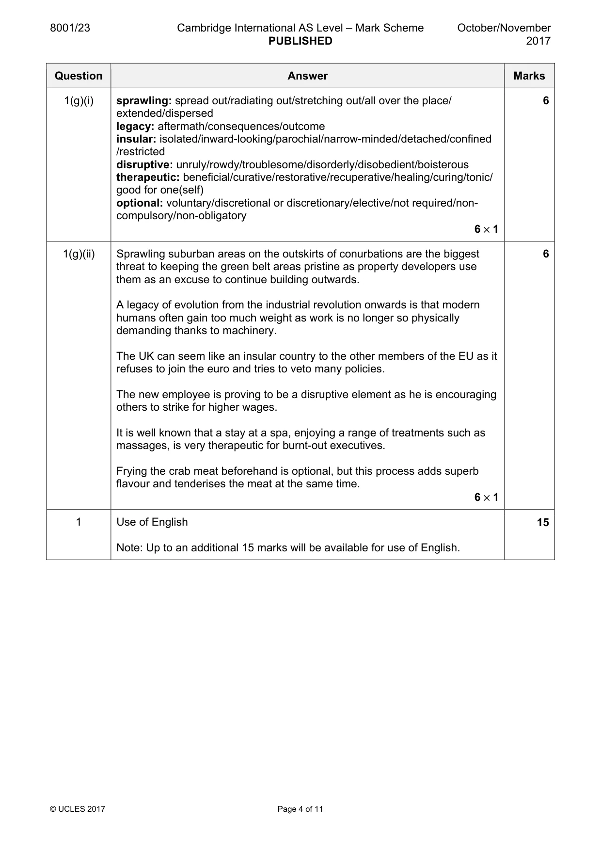 Mark scheme, page 4 of 11