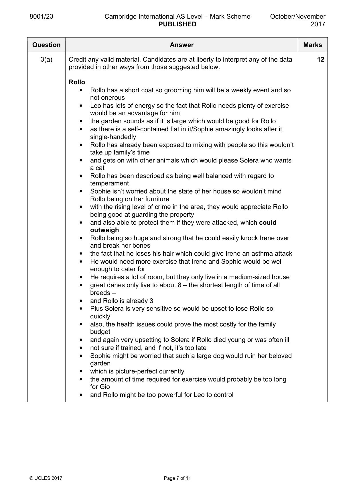 Mark scheme, page 7 of 11