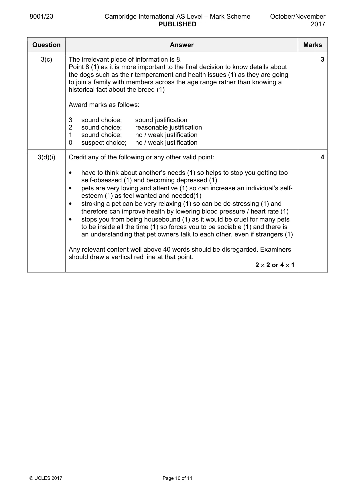 Mark scheme, page 10 of 11