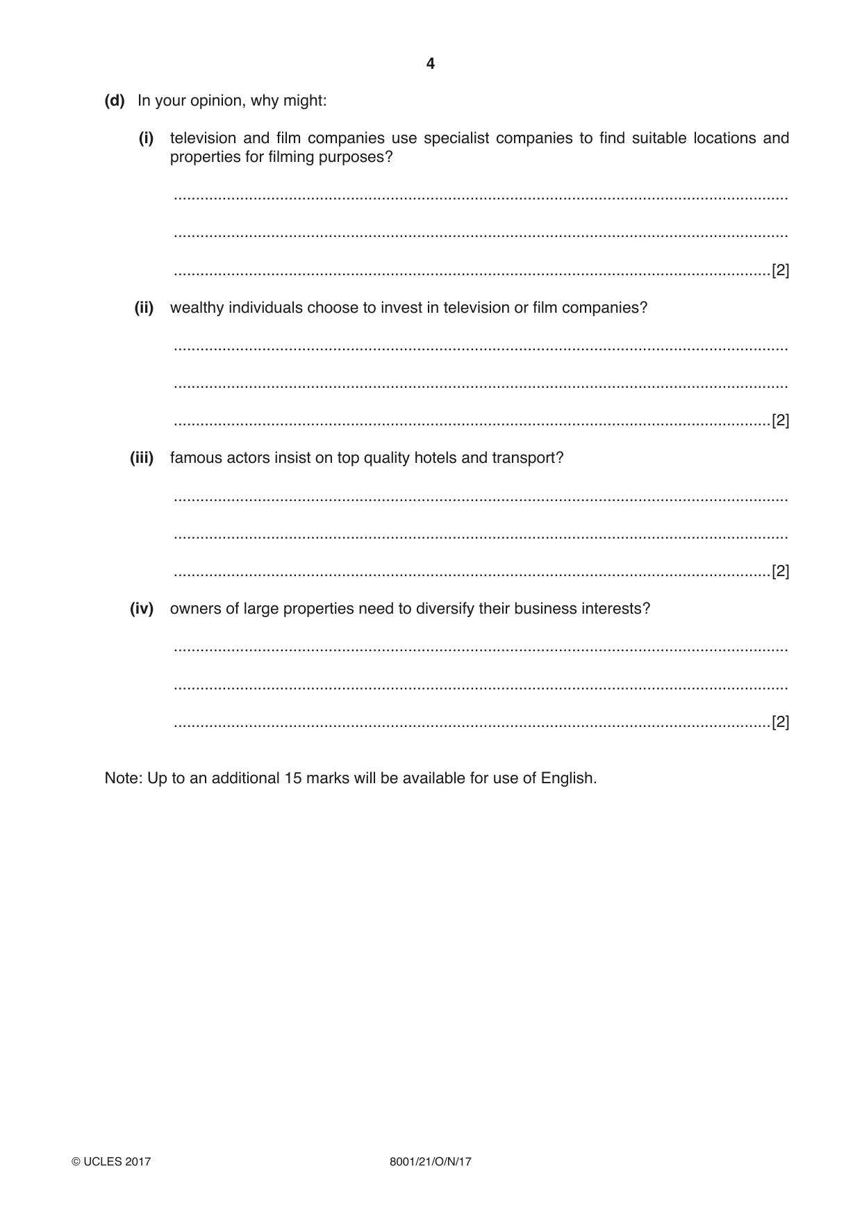 Cambridge A Level General Paper (AS Level only) 8001 2017 Oct/Nov Paper 2 · Variant 1 question paper, page 4 of 12