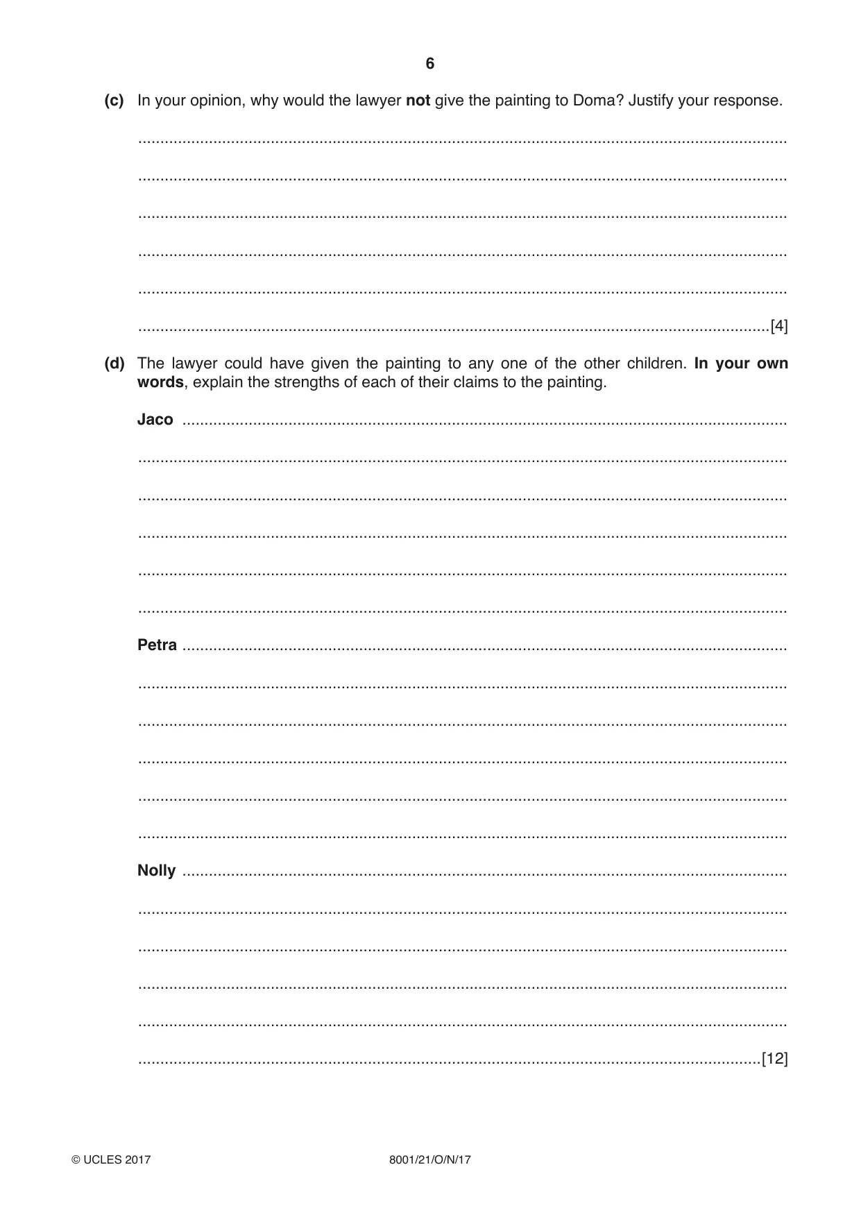 Cambridge A Level General Paper (AS Level only) 8001 2017 Oct/Nov Paper 2 · Variant 1 question paper, page 6 of 12
