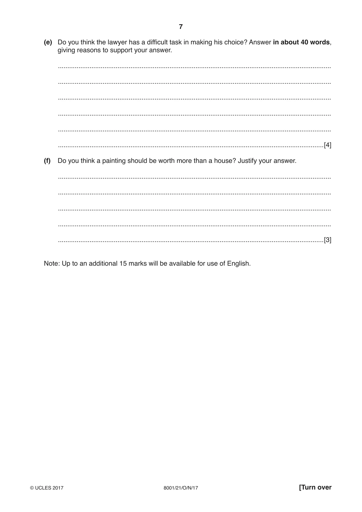 Cambridge A Level General Paper (AS Level only) 8001 2017 Oct/Nov Paper 2 · Variant 1 question paper, page 7 of 12