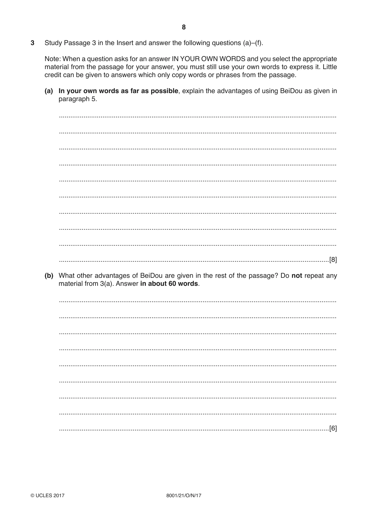 Cambridge A Level General Paper (AS Level only) 8001 2017 Oct/Nov Paper 2 · Variant 1 question paper, page 8 of 12