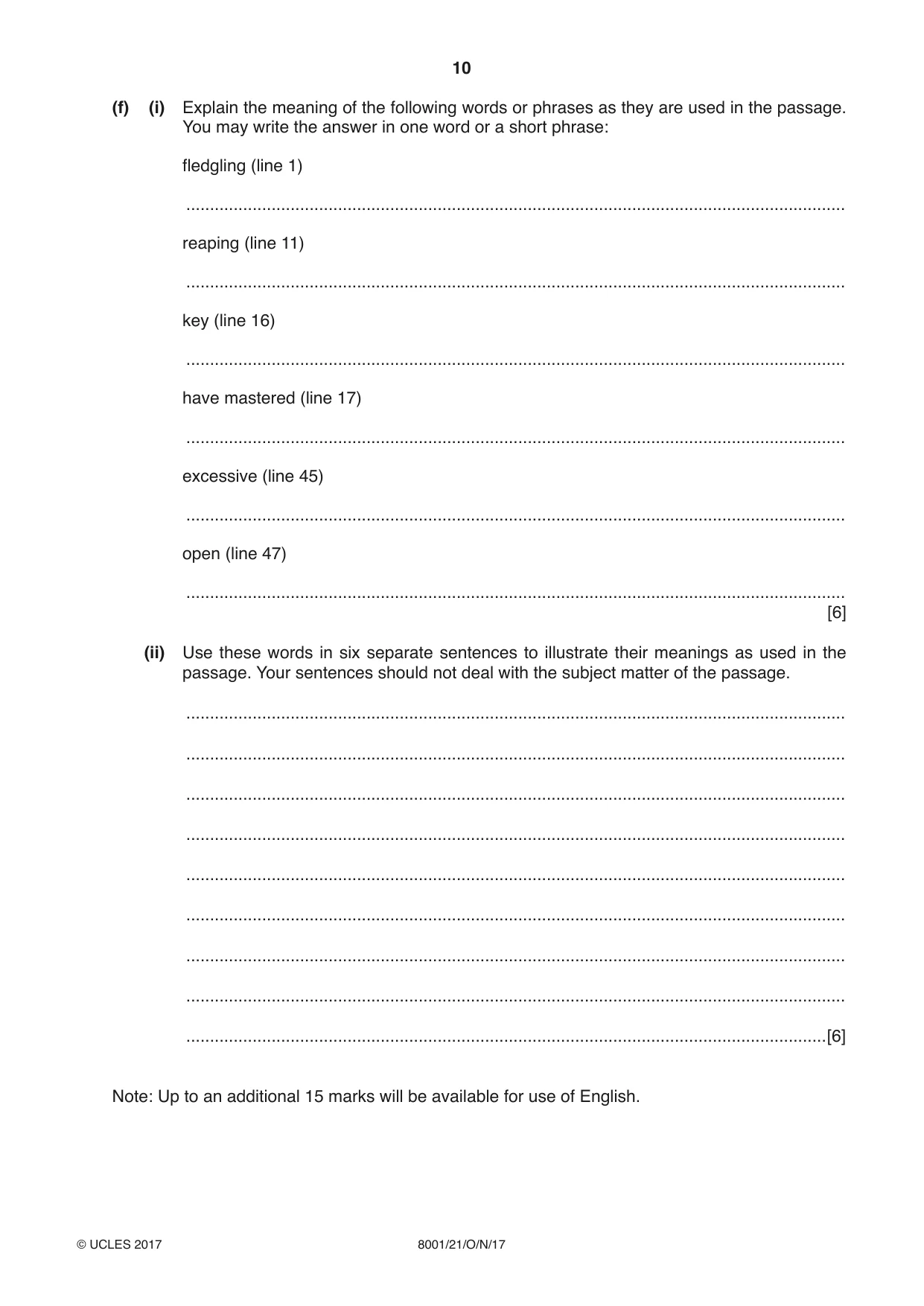 Cambridge A Level General Paper (AS Level only) 8001 2017 Oct/Nov Paper 2 · Variant 1 question paper, page 10 of 12