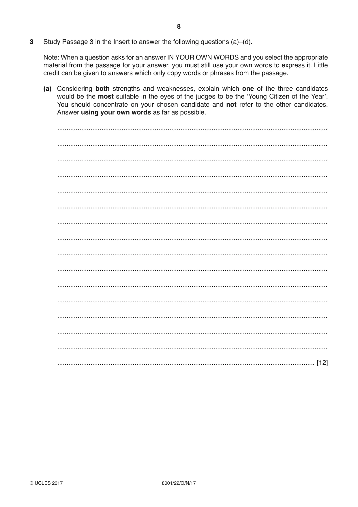 Cambridge A Level General Paper (AS Level only) 8001 2017 Oct/Nov Paper 2 · Variant 2 question paper, page 8 of 12