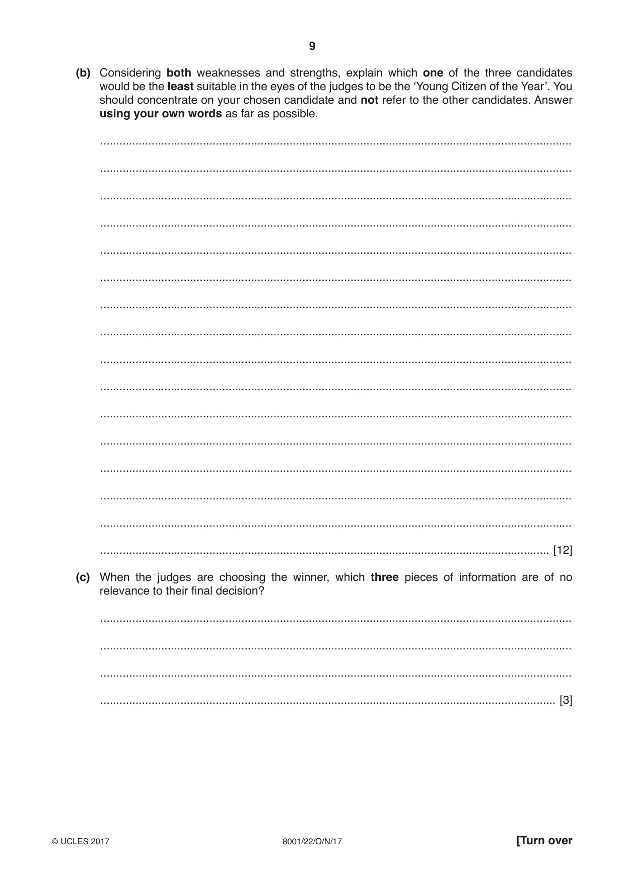 Cambridge A Level General Paper (AS Level only) 8001 2017 Oct/Nov Paper 2 · Variant 2 question paper, page 9 of 12