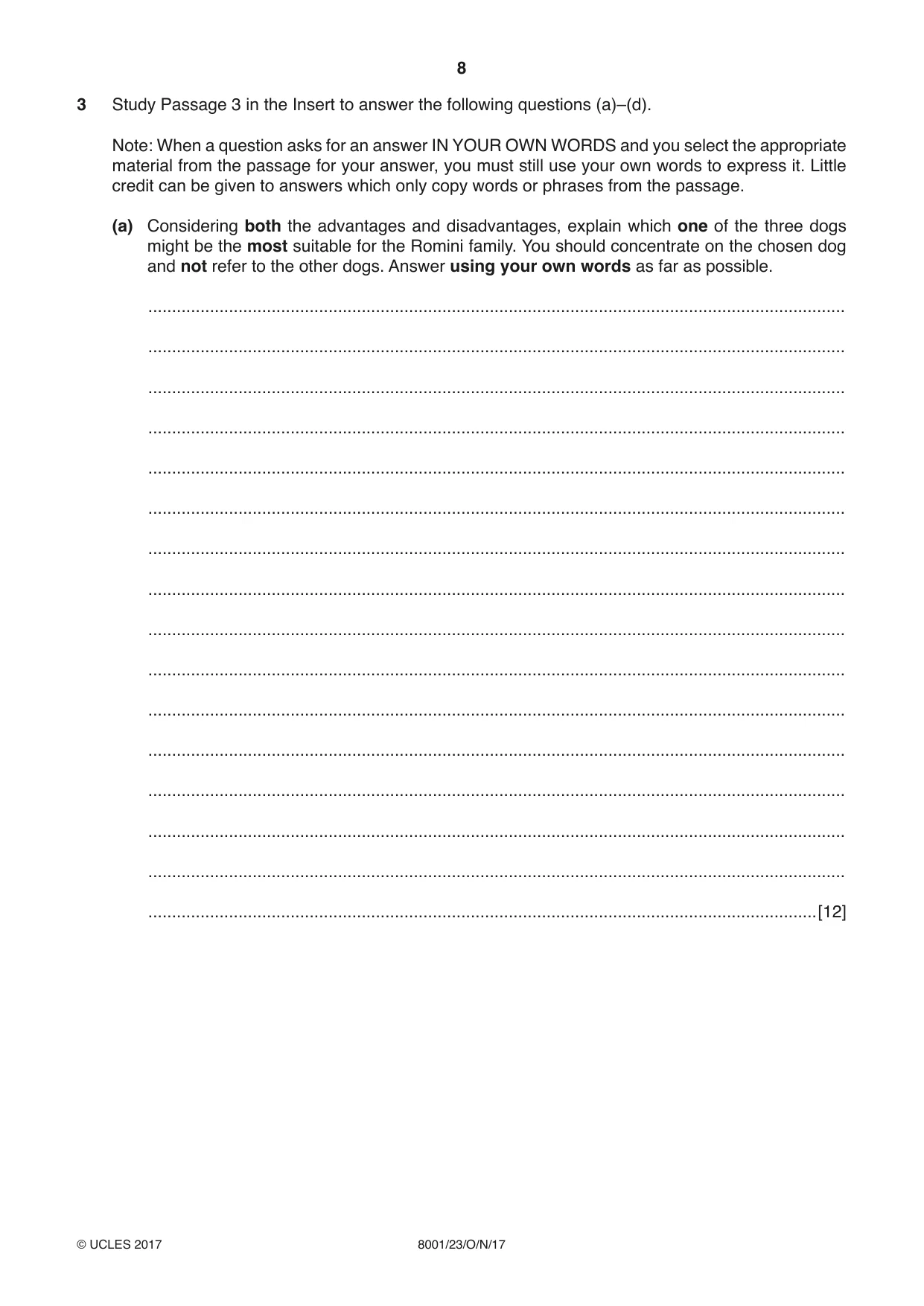 Cambridge A Level General Paper (AS Level only) 8001 2017 Oct/Nov Paper 2 · Variant 3 question paper, page 8 of 12