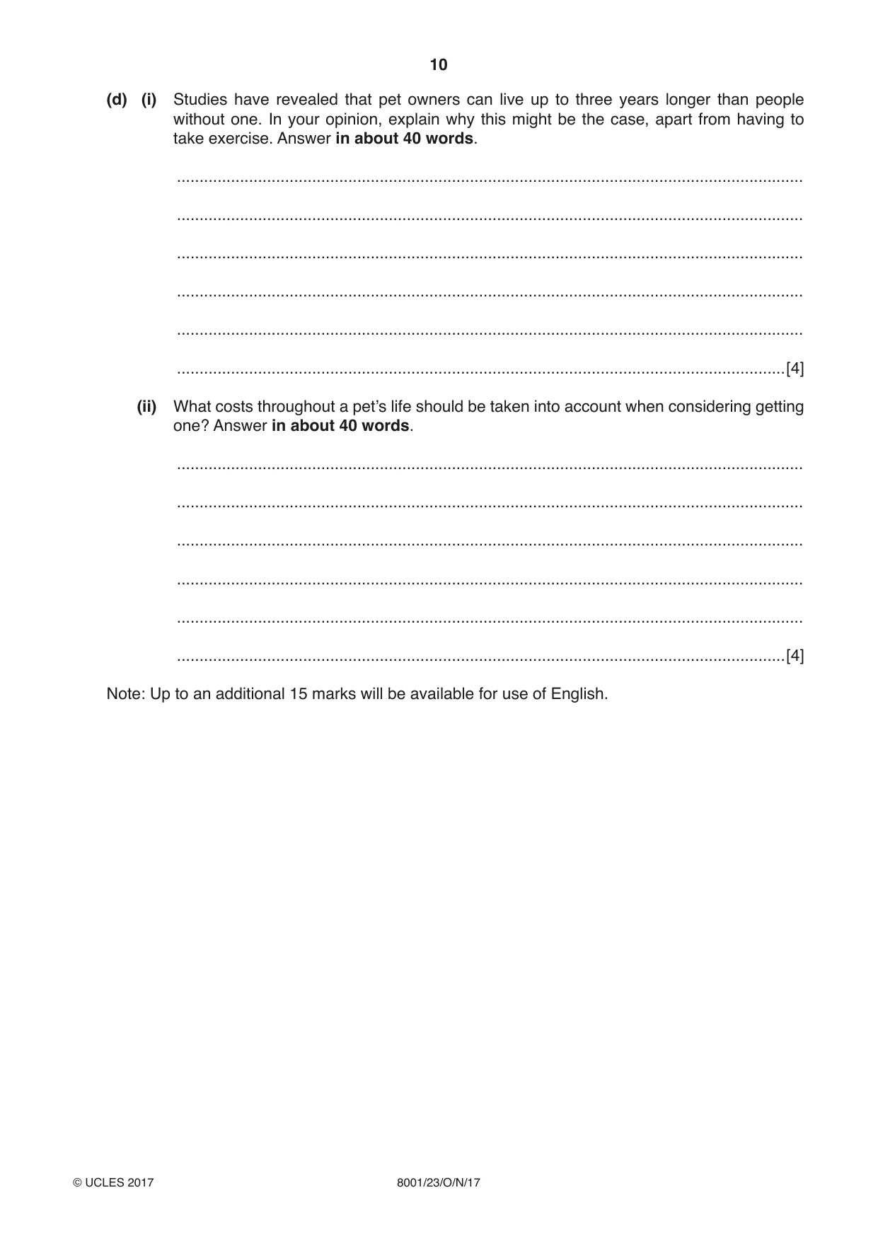 Cambridge A Level General Paper (AS Level only) 8001 2017 Oct/Nov Paper 2 · Variant 3 question paper, page 10 of 12