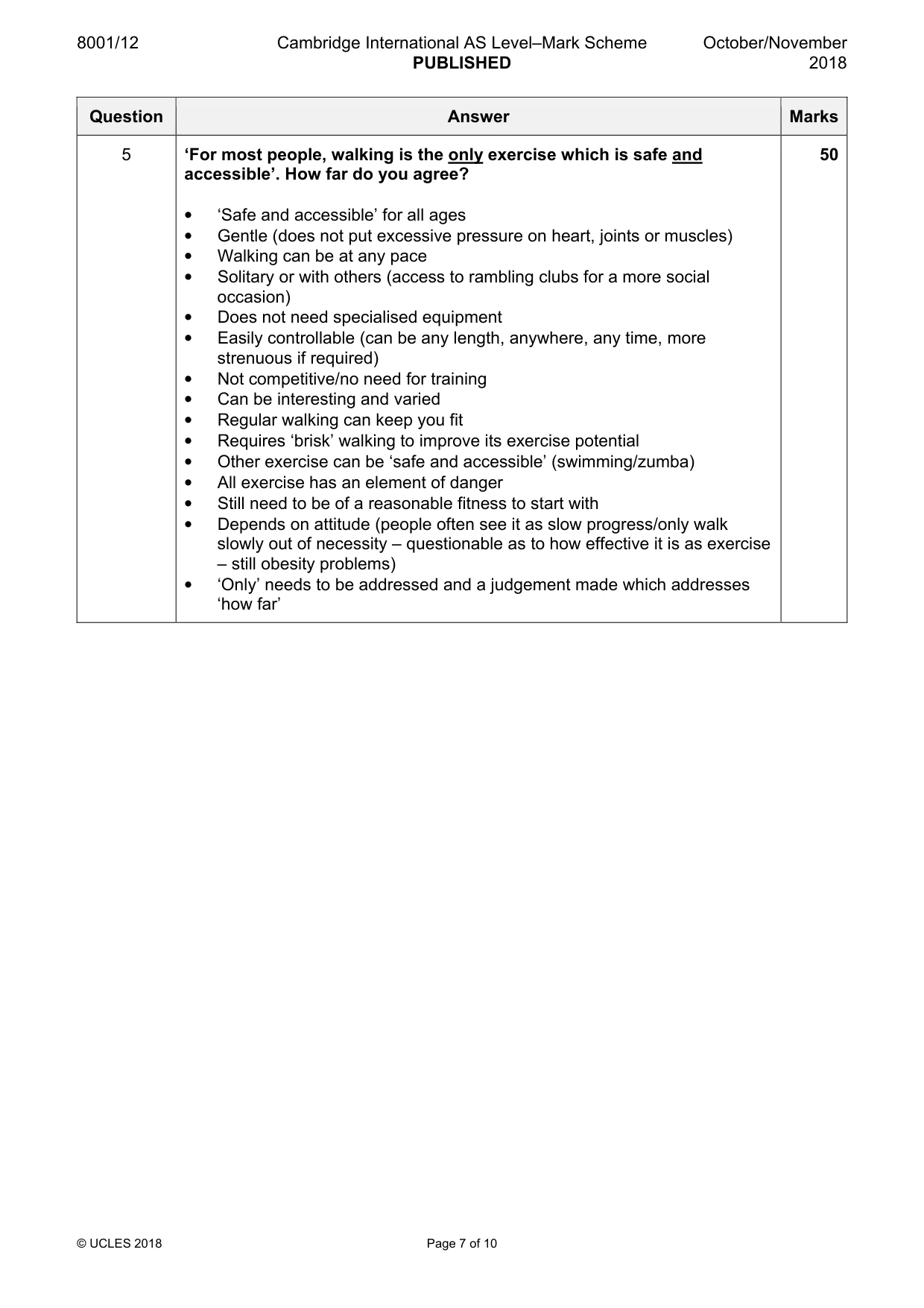 Mark scheme, page 7 of 10