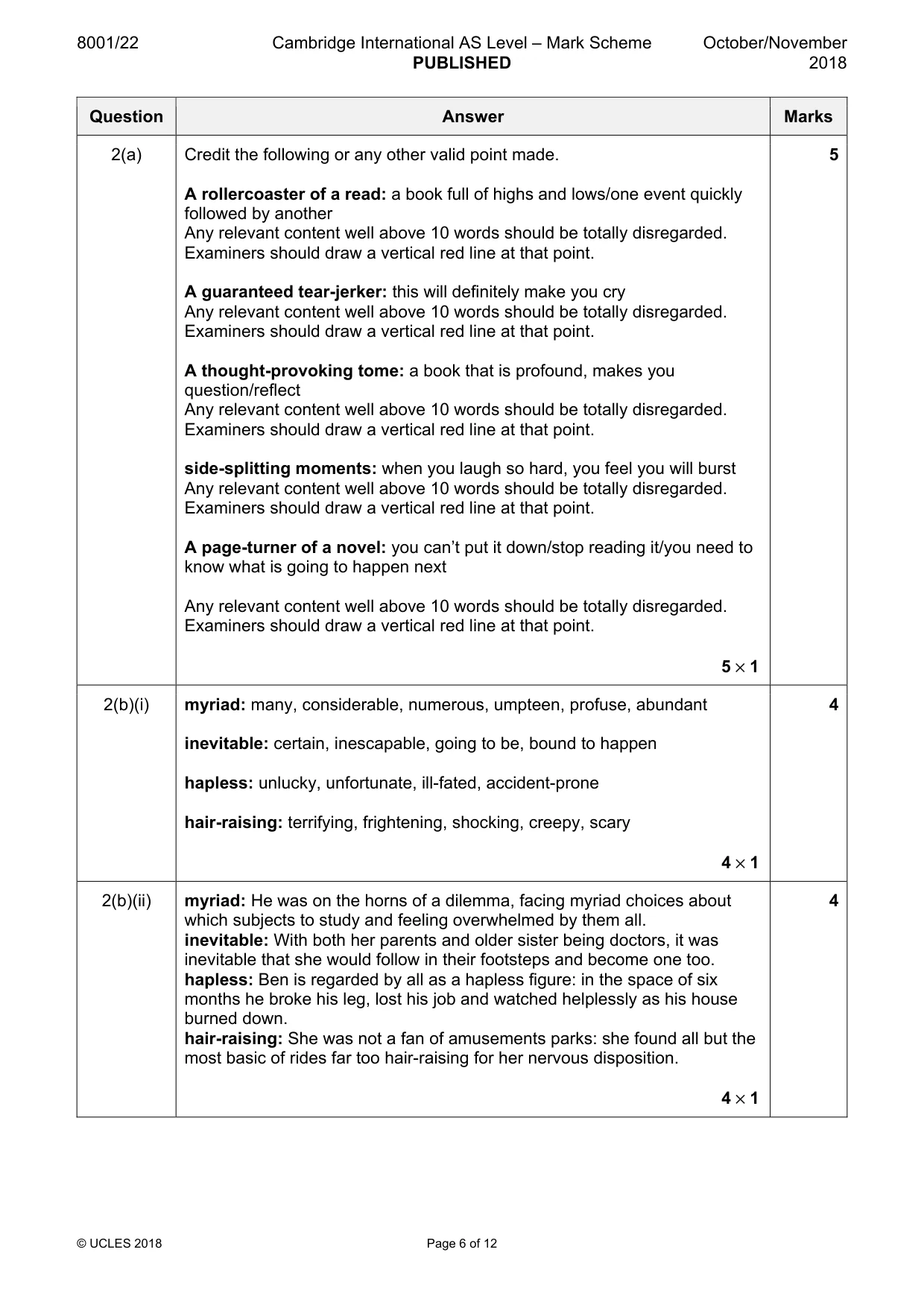 Mark scheme, page 6 of 12