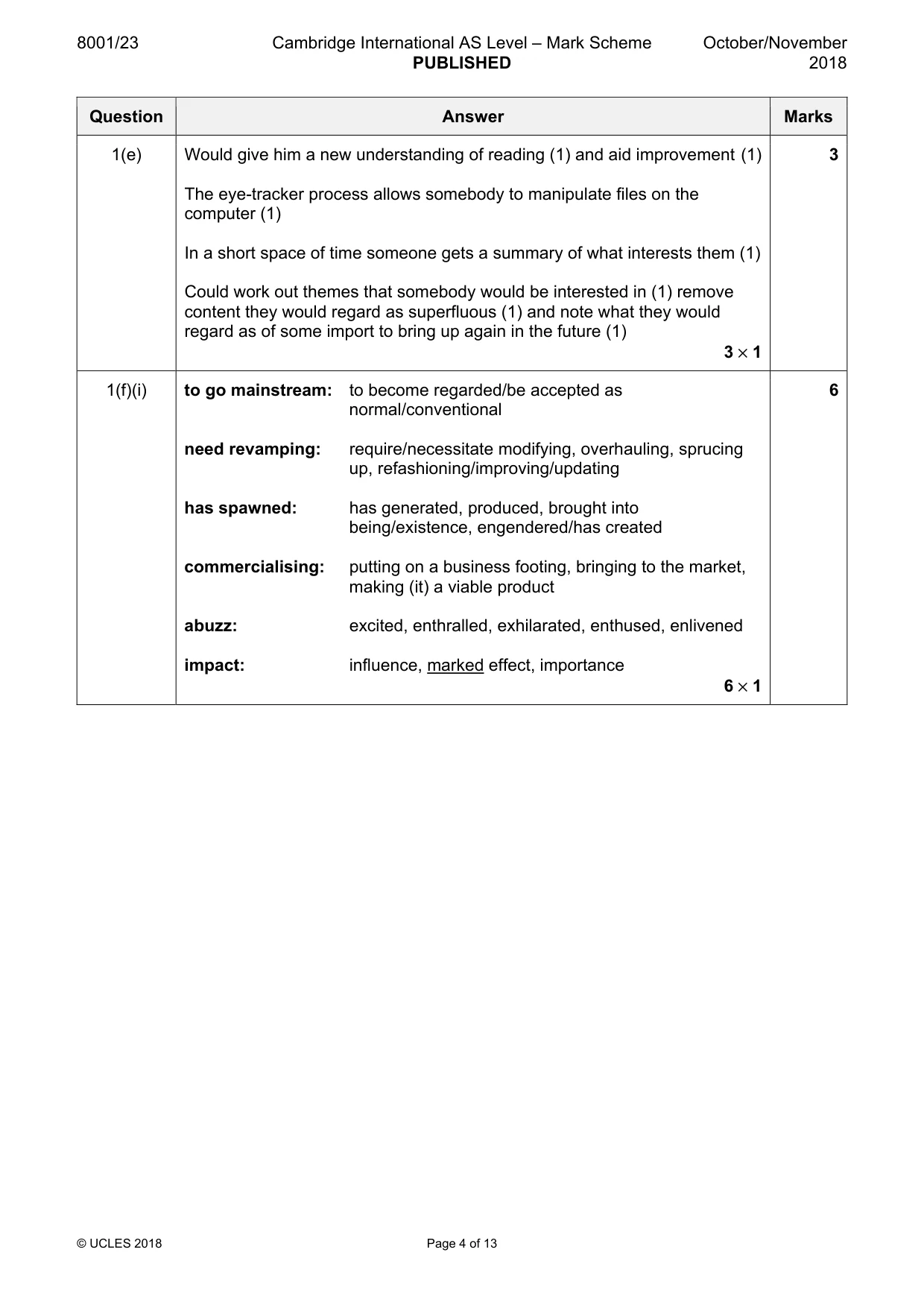 Mark scheme, page 4 of 13
