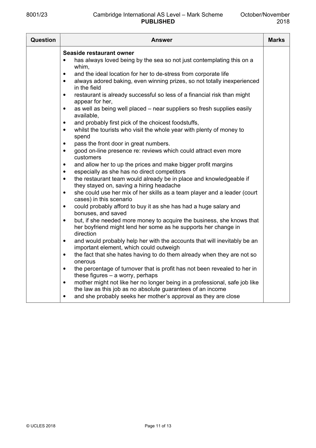 Mark scheme, page 11 of 13