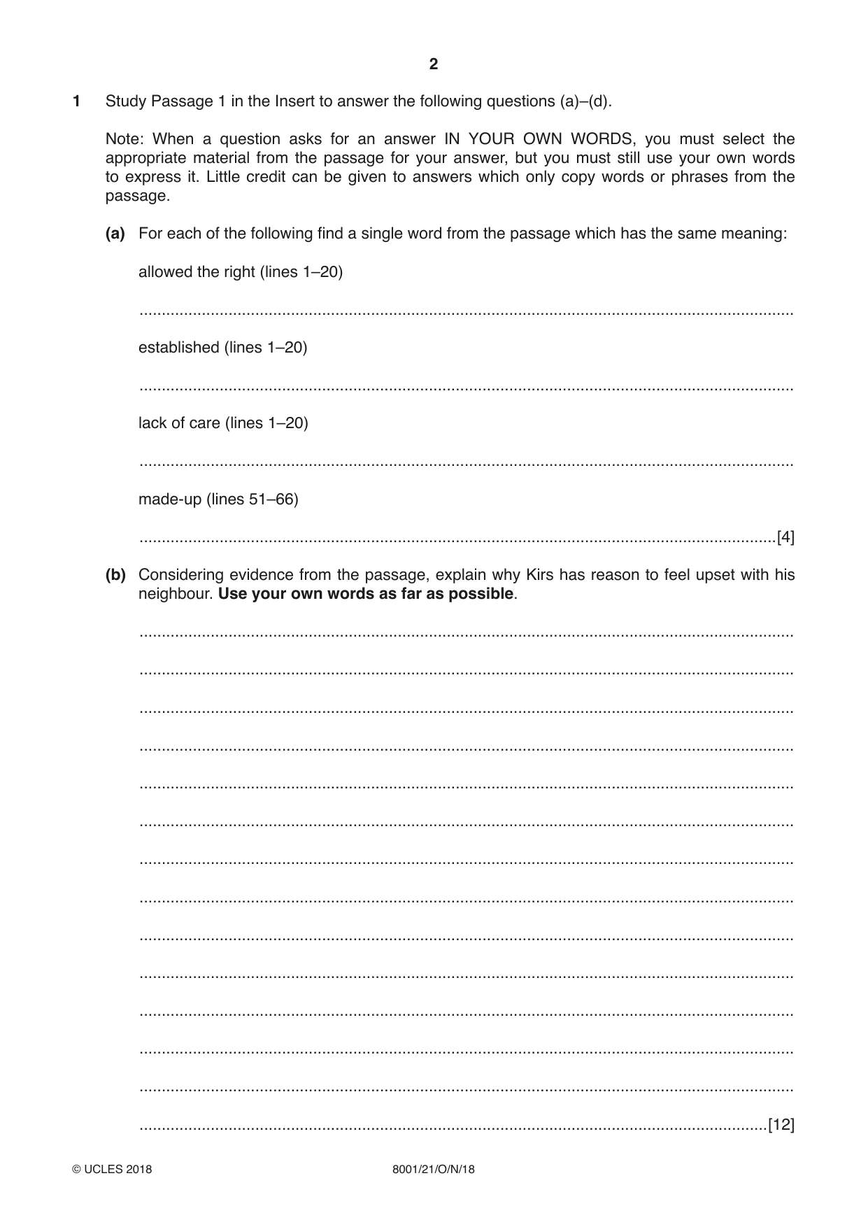 Cambridge A Level General Paper (AS Level only) 8001 2018 Oct/Nov Paper 2 · Variant 1 question paper, page 2 of 12